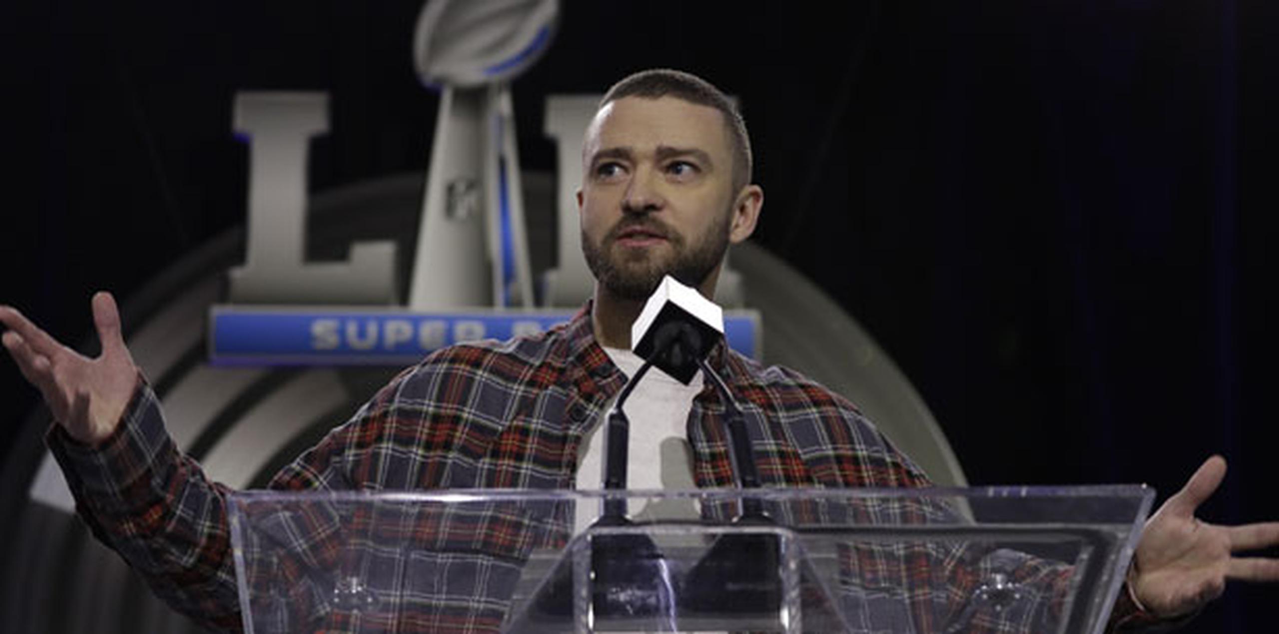 Timberlake regresa al espectáculo del medio tiempo 14 años después de un número musical con Jackson que causó controversia nacional.  (AP)