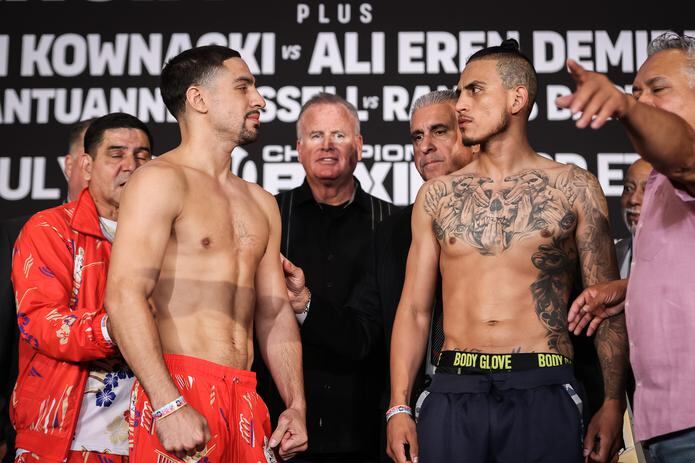 Danny García (izquierda) y José Benavidez Jr estará a cargo de la pelea estelar del evento del sábado en el Barclays Center en Brooklyn, Nueva York.