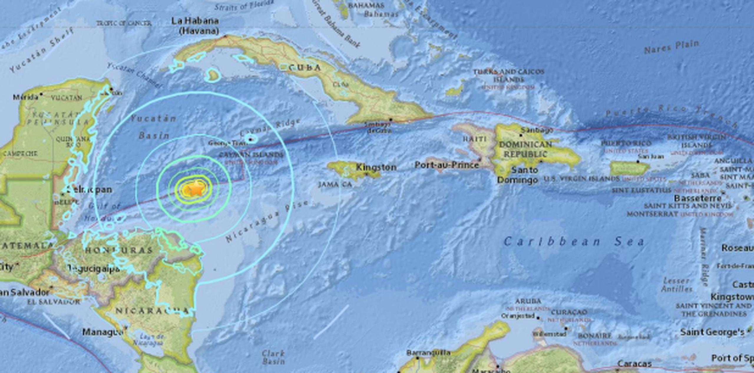 Por su magnitud y la poca profundidad del epicentro, se emitió una alerta por tsunami para Cuba, Honduras, México y Puerto Rico, aunque fue desactivada pocas horas después. (USGS)