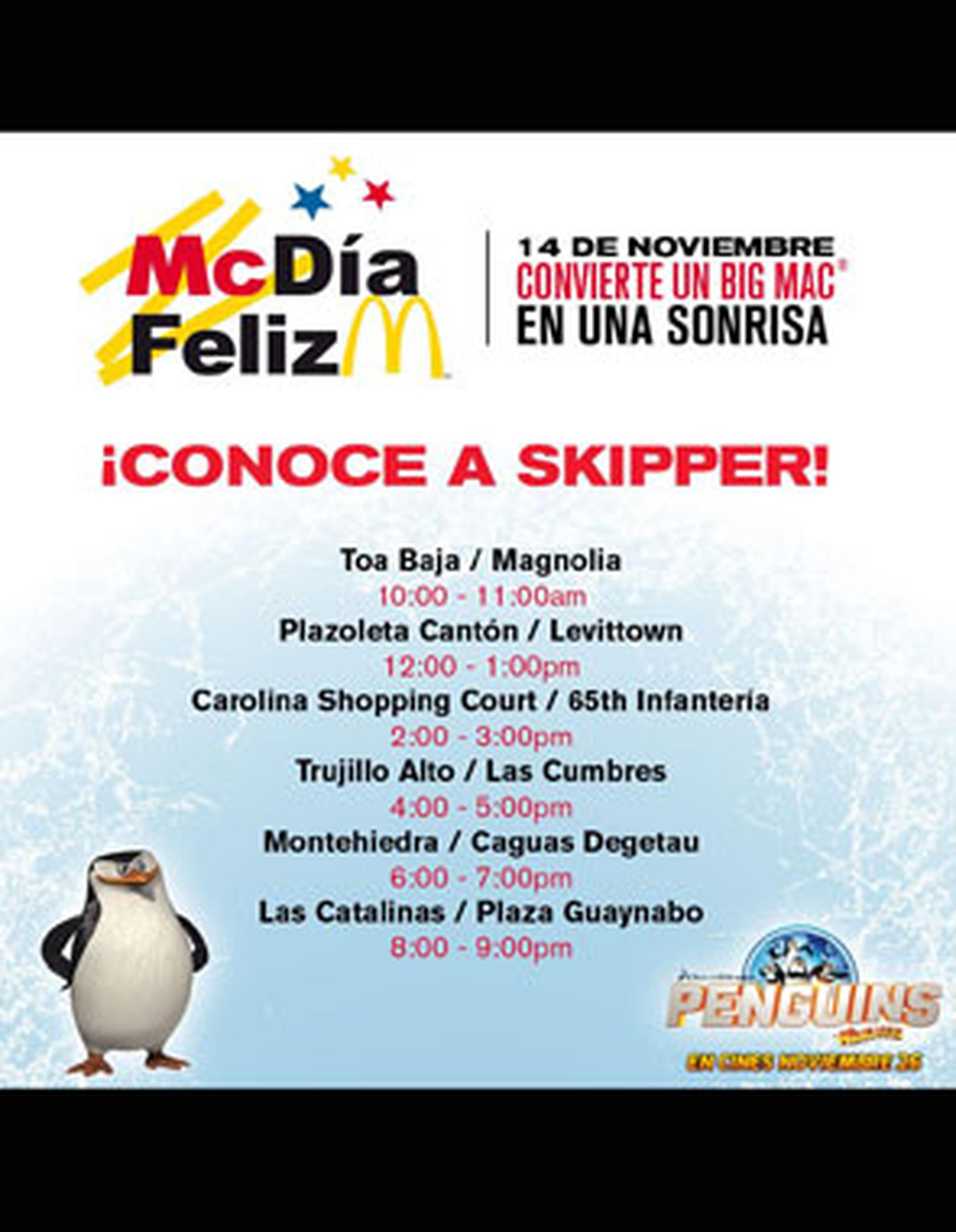Como parte del McDía Feliz Skipper, el personaje de la película Penguins, estará en algunos de los restaurantes. (Suministrada)