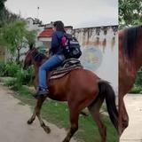 Cambió su fiesta de 15 años por un caballo; lo usa para ir a estudiar