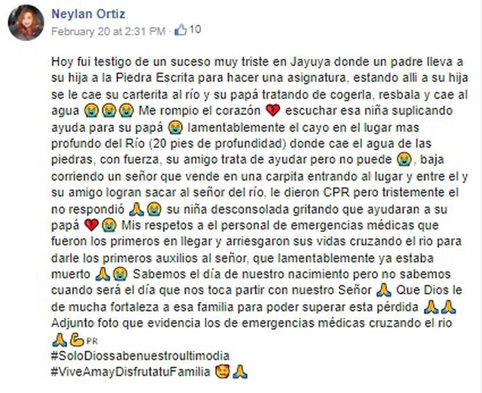 Relato de Neylan Ortiz, quien presenció el trágico suceso.