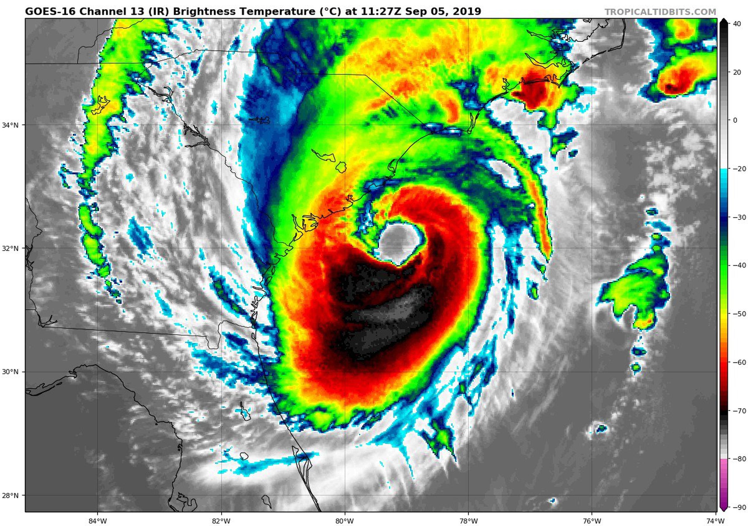 Imagen de satélite del huracán Dorian. (Administración Nacional Oceánica y Atmosférica)