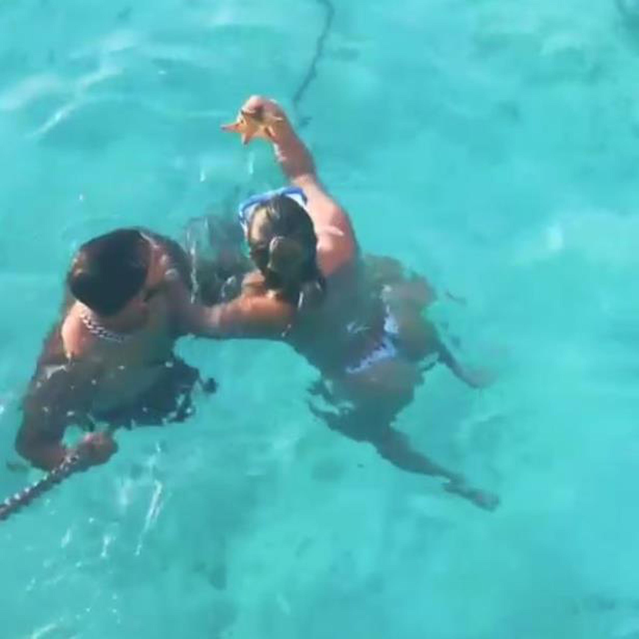 En el vídeo, Karol G sostiene una estrella de mar y junto a ella se encuentra Anuel AA. (Instagram / @karolg)