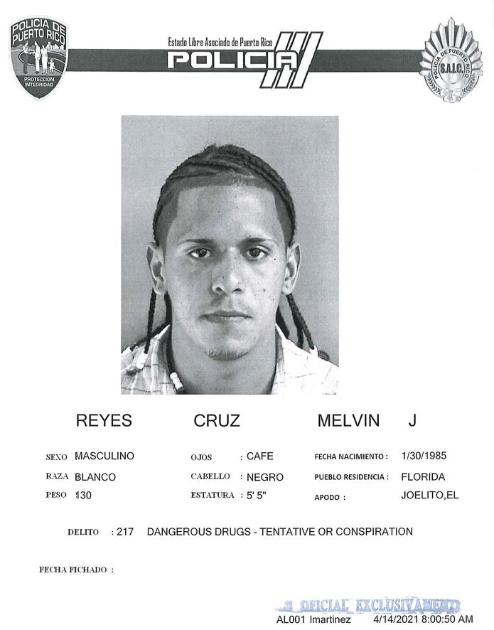 Ficha policíaca de Melvin J. Reyes Cruz, uno de los individuos asesinados en Hatillo.
