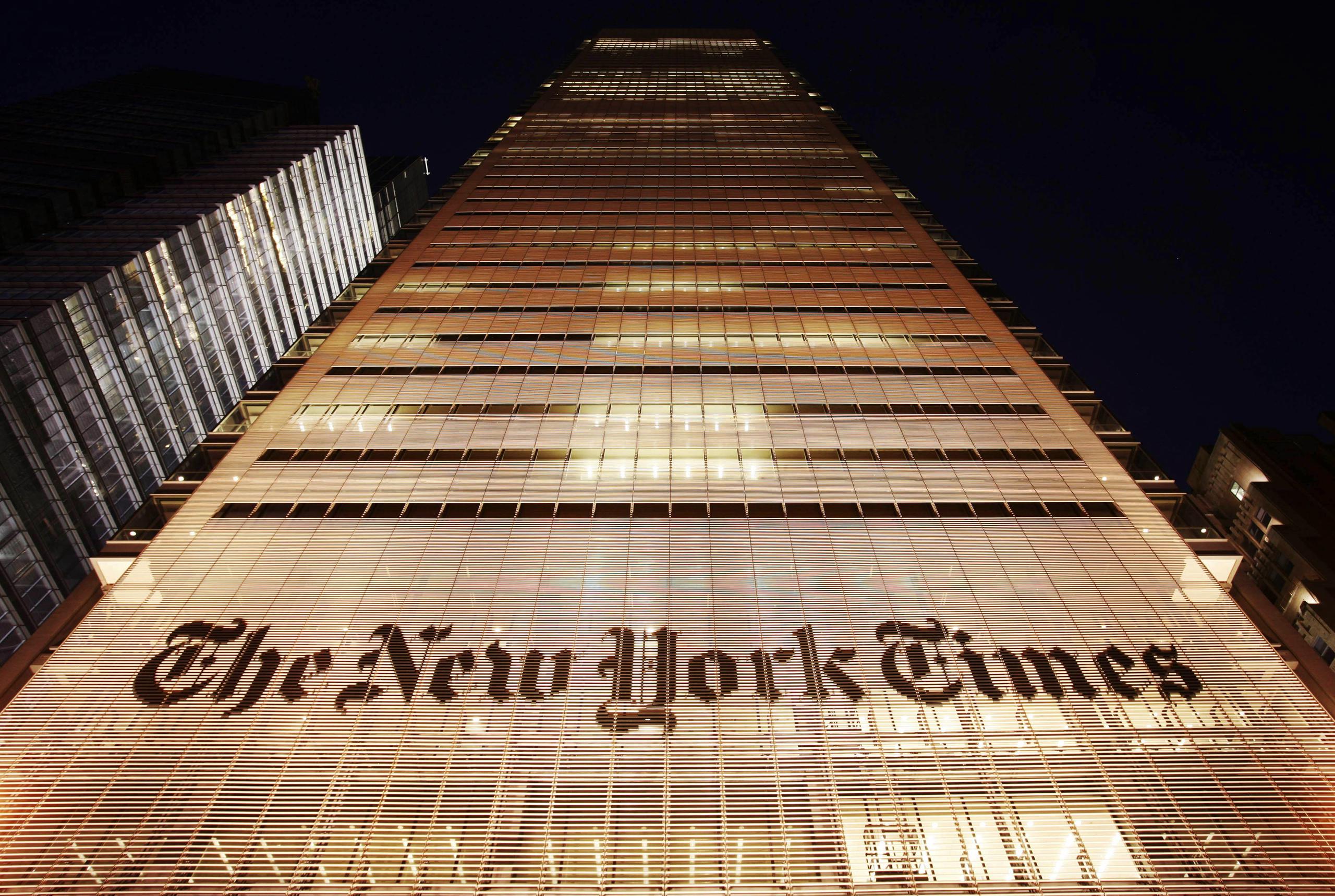 El edificio del periódico The New York Times en Nueva York. (AP Foto/Mark Lennihan, Archivo)