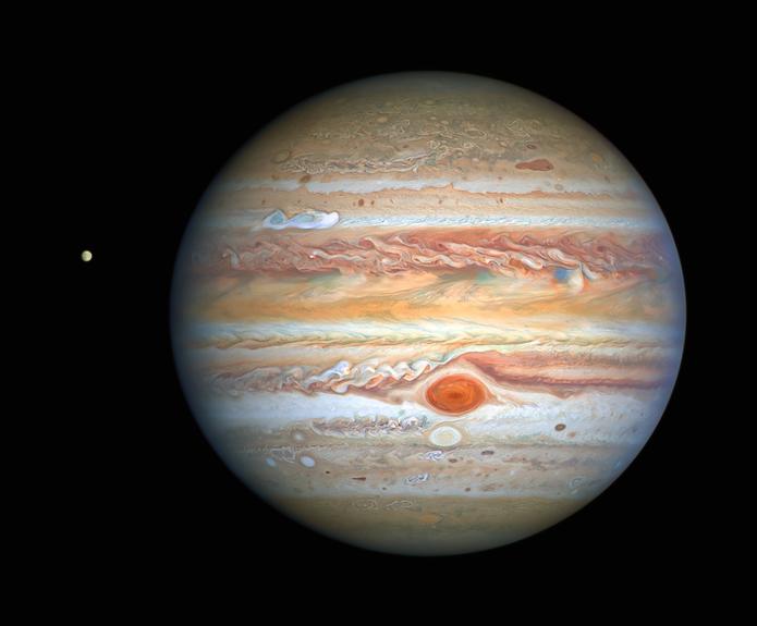 La imagen más reciente de Júpiter, tomada, el pasado 25 agosto, por el telescopio espacial Hubble, de la ESA y la NASA.