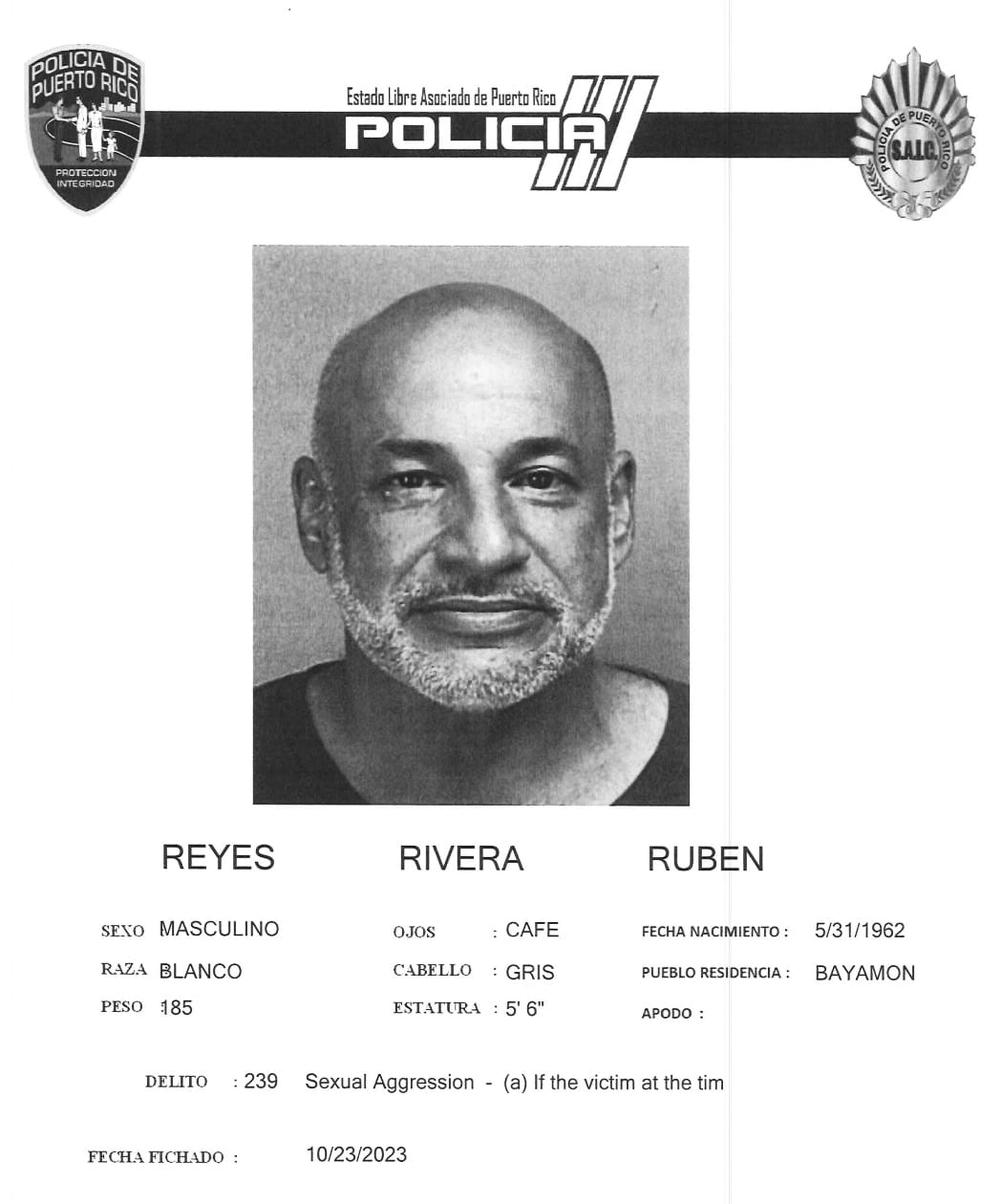 Rubén Reyes Rivera enfrenta cargos por agresión sexual contra una niña.