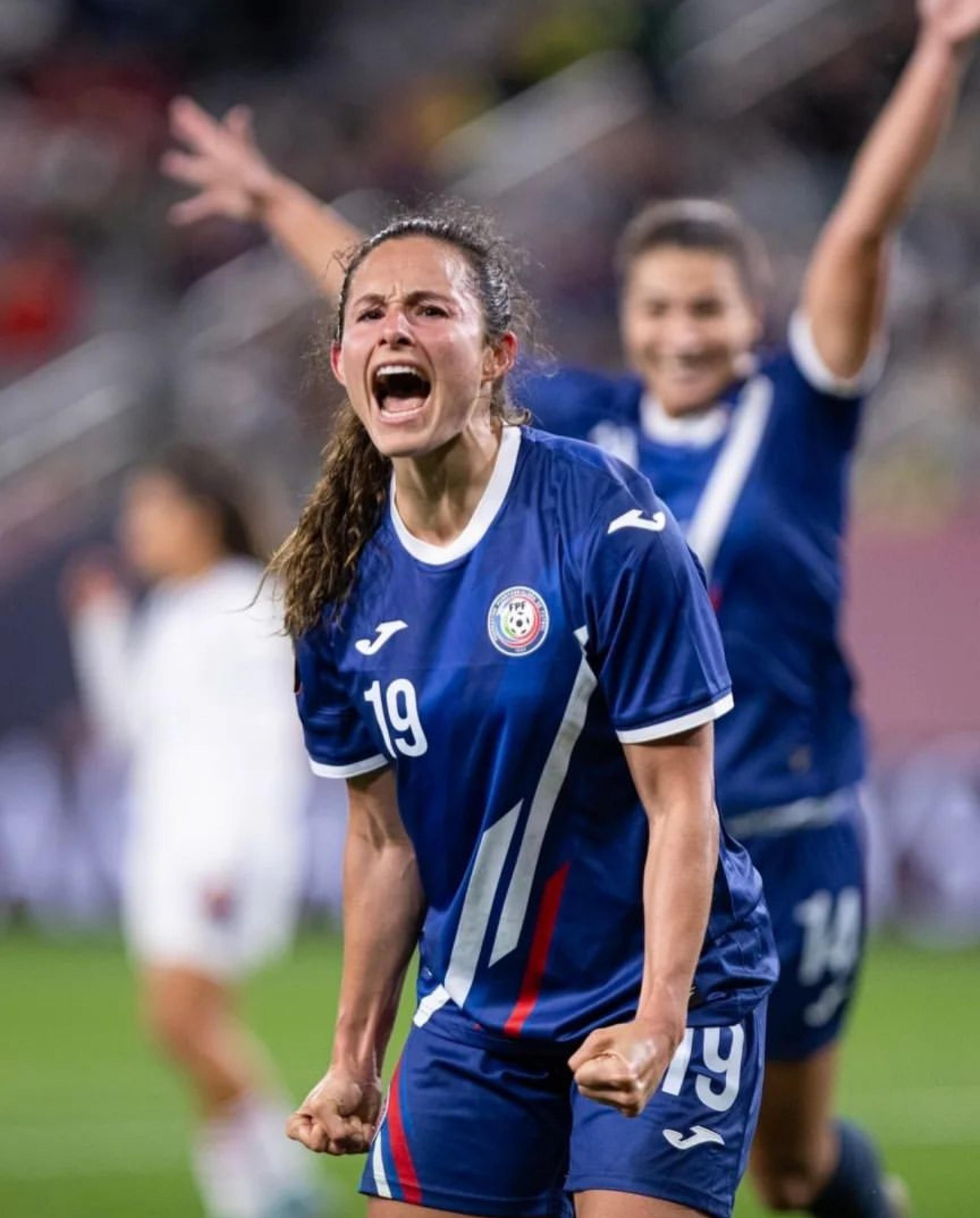 Danielle Julia Marcano festeja su gol frente a Panamá en la Copa de Oro Femenina.