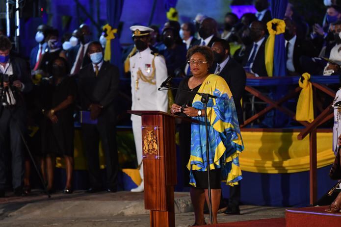 La primera ministra y candidata del Partido Laborista de Barbados (BLP) desde mayo de 2018, Mia Mottley.