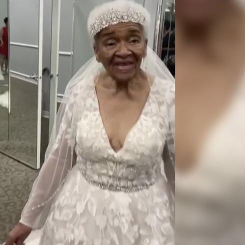 Emotivo momento: Abuela de 94 años usa un vestido de novia por primera vez