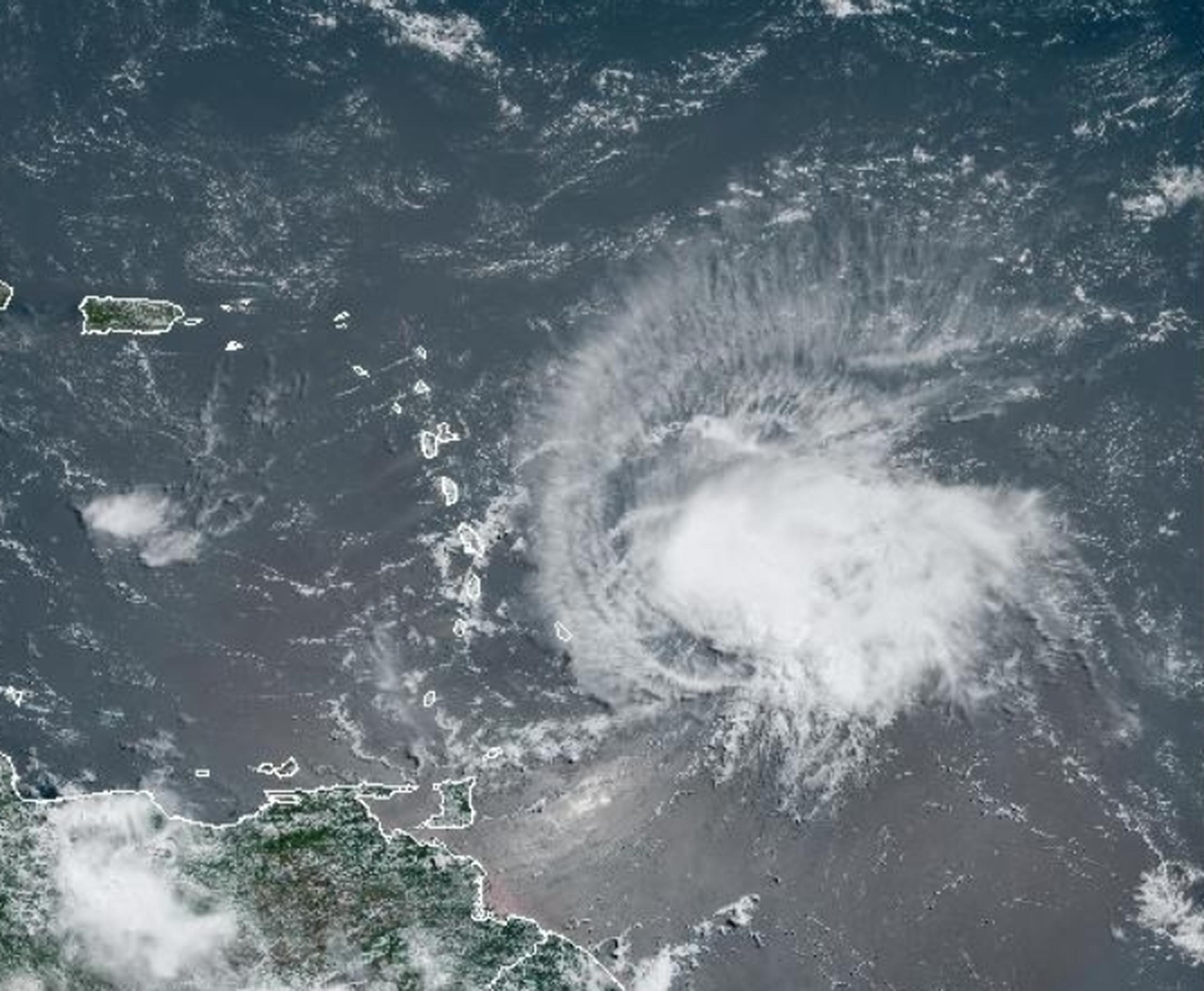 Imagen de satélite de la tormenta tropical Bret en la mañana del 22 de junio de 2023.