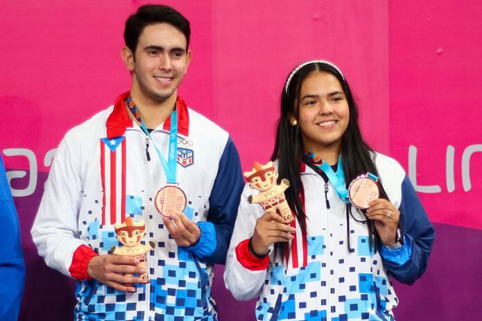 Adriana Díaz y Brian Afanador ganaron bronce en doble mixtos en los Juegos Panamericanos Lima 2019. 