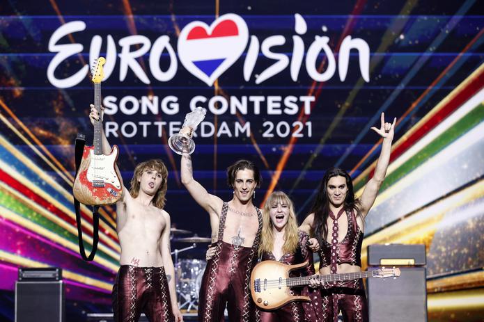 La banda italiana Maneskin tras ganar el Festival de la Canción de Eurovisión.