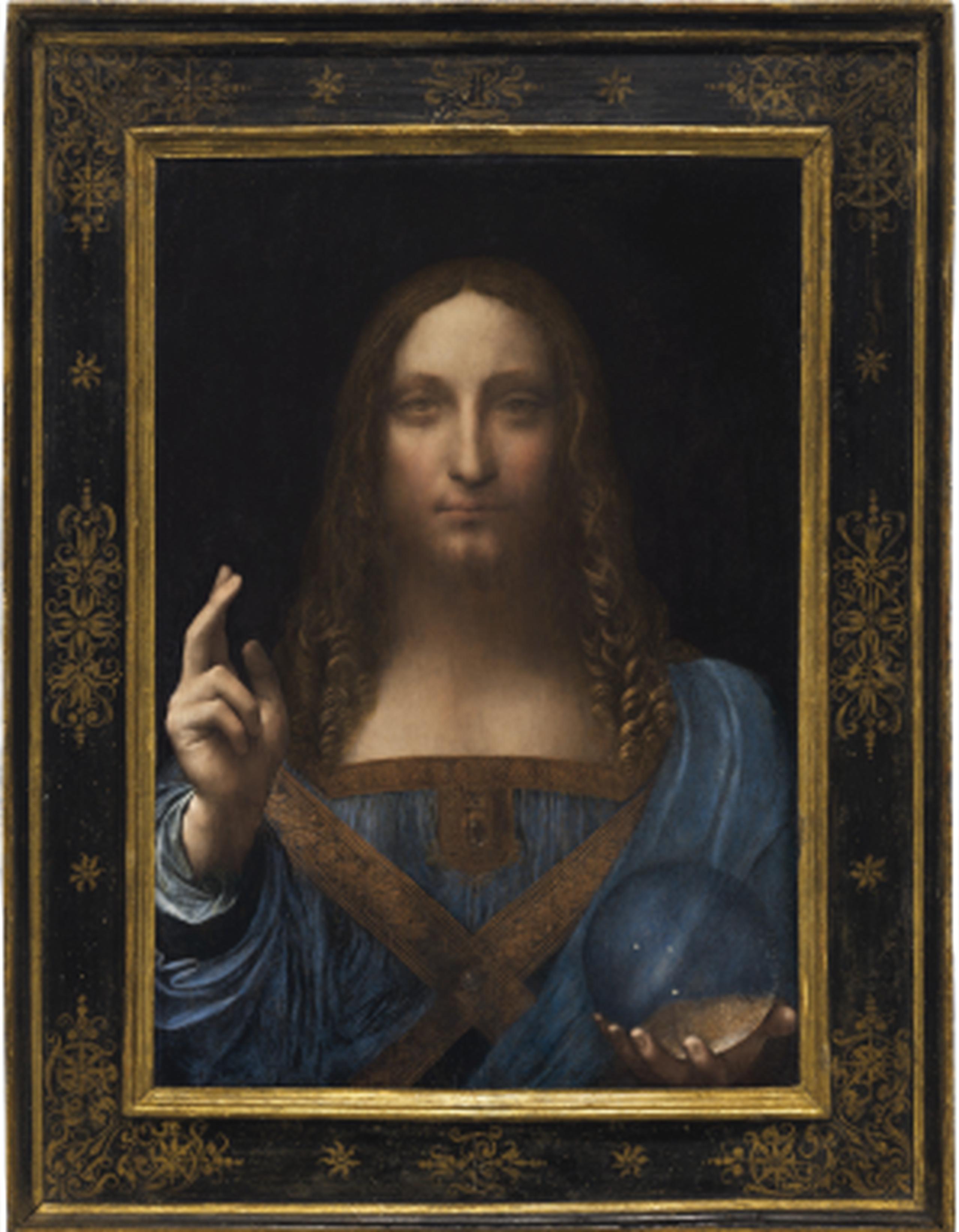 “Salvador del Mundo”), es una de menos de 20 pinturas de Leonardo de las que se tenga conocimiento y la única en manos privadas. (AP)