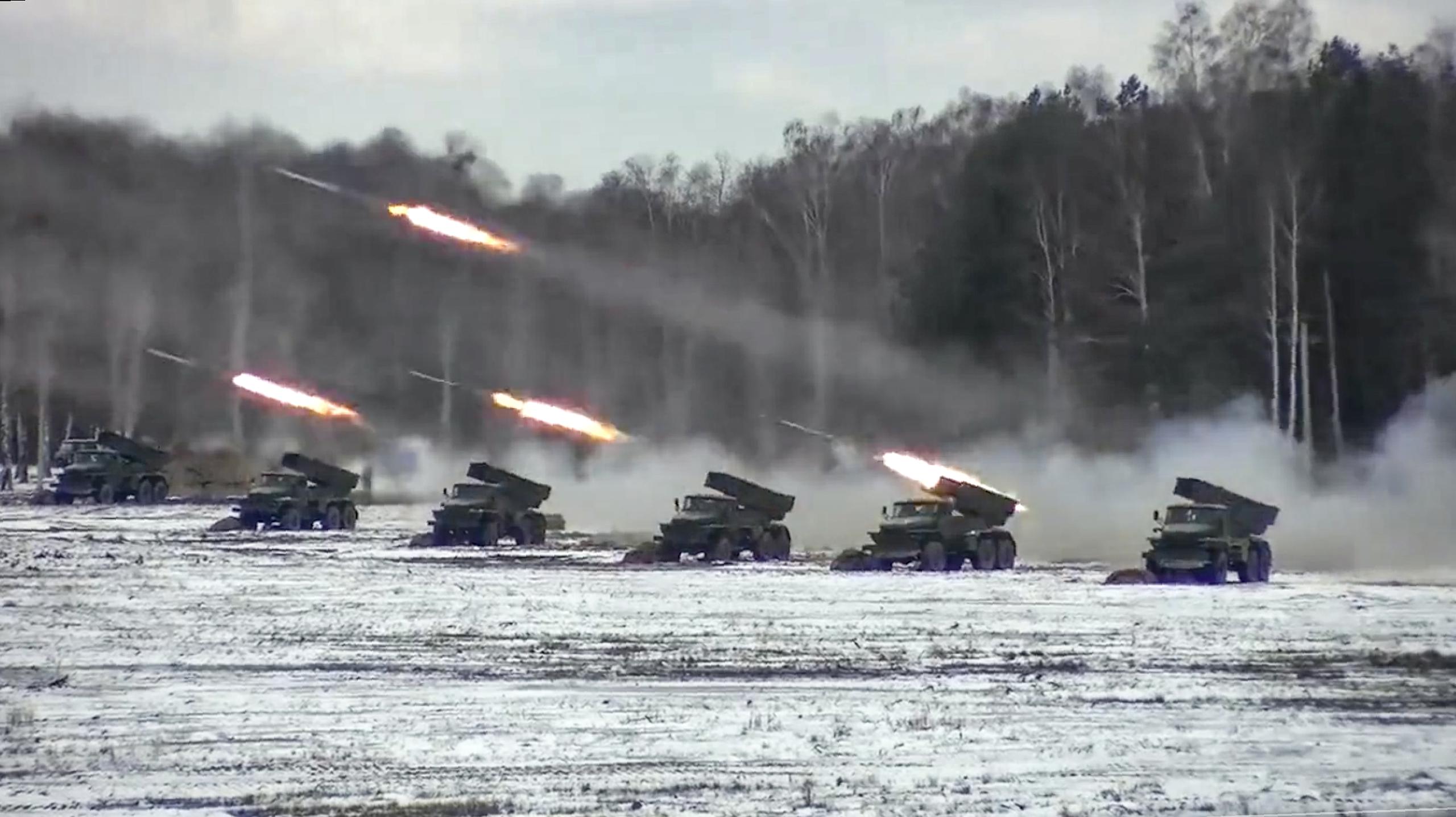 Imagen cedida por el Ministerio de la Defensa de Rusia de los ejercicios militares realizados este fin de semana en Bielorrusia. 