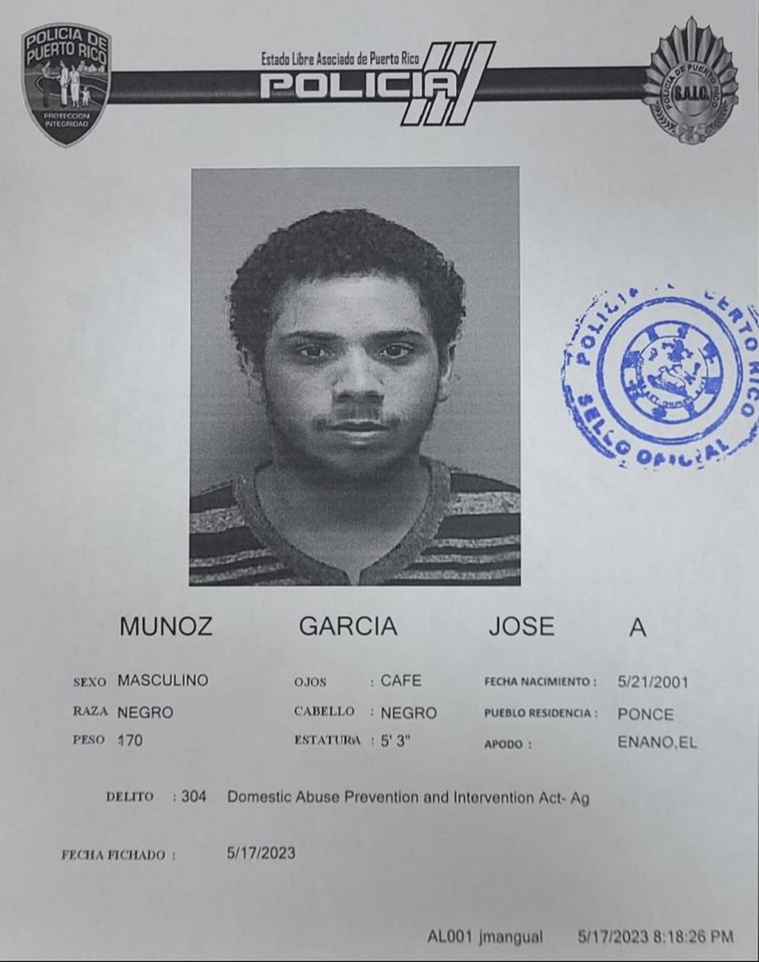 Ficha policial de José A. Muñoz García.