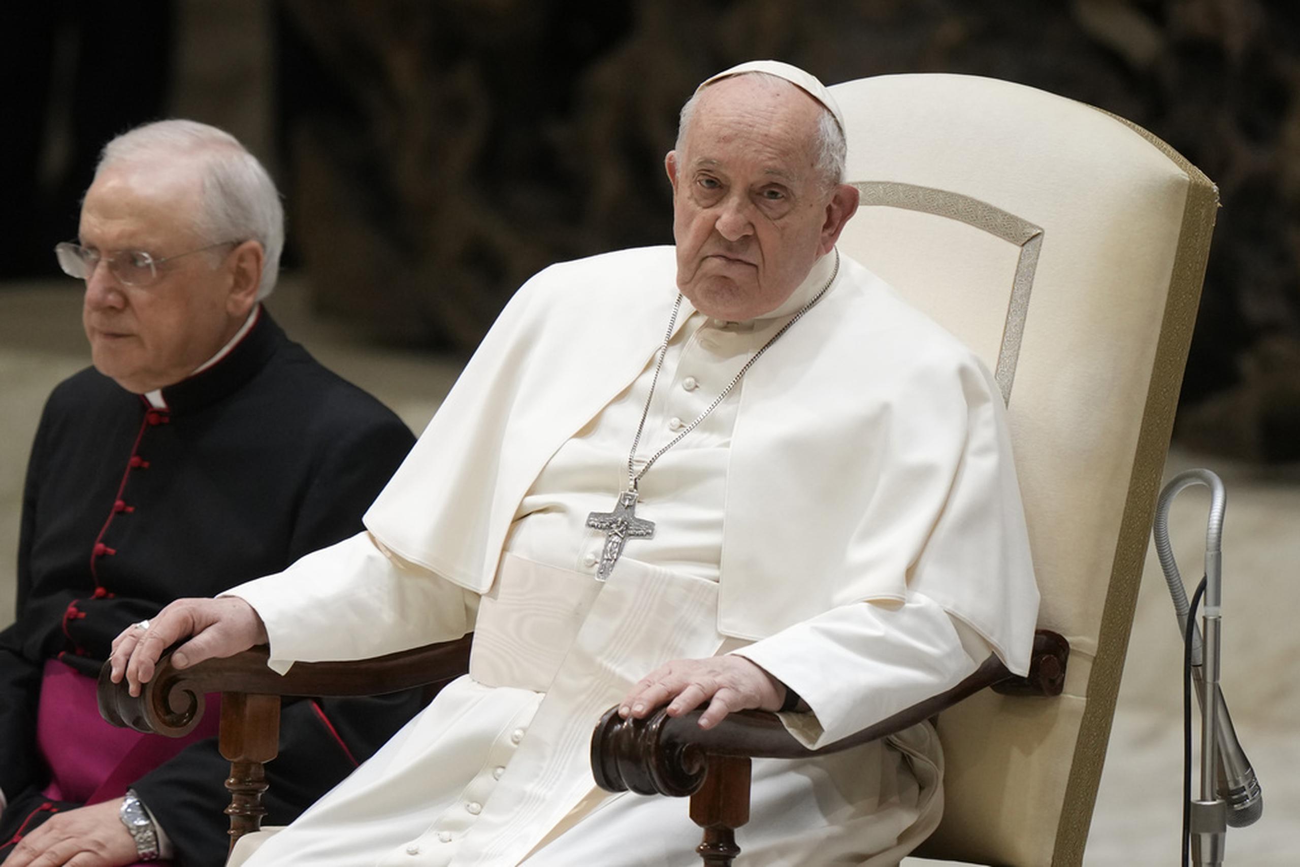 El papa Francisco durante su audiencia semanal en el salón Pablo VI, en el Vaticano, el 28 de febrero de 2024.