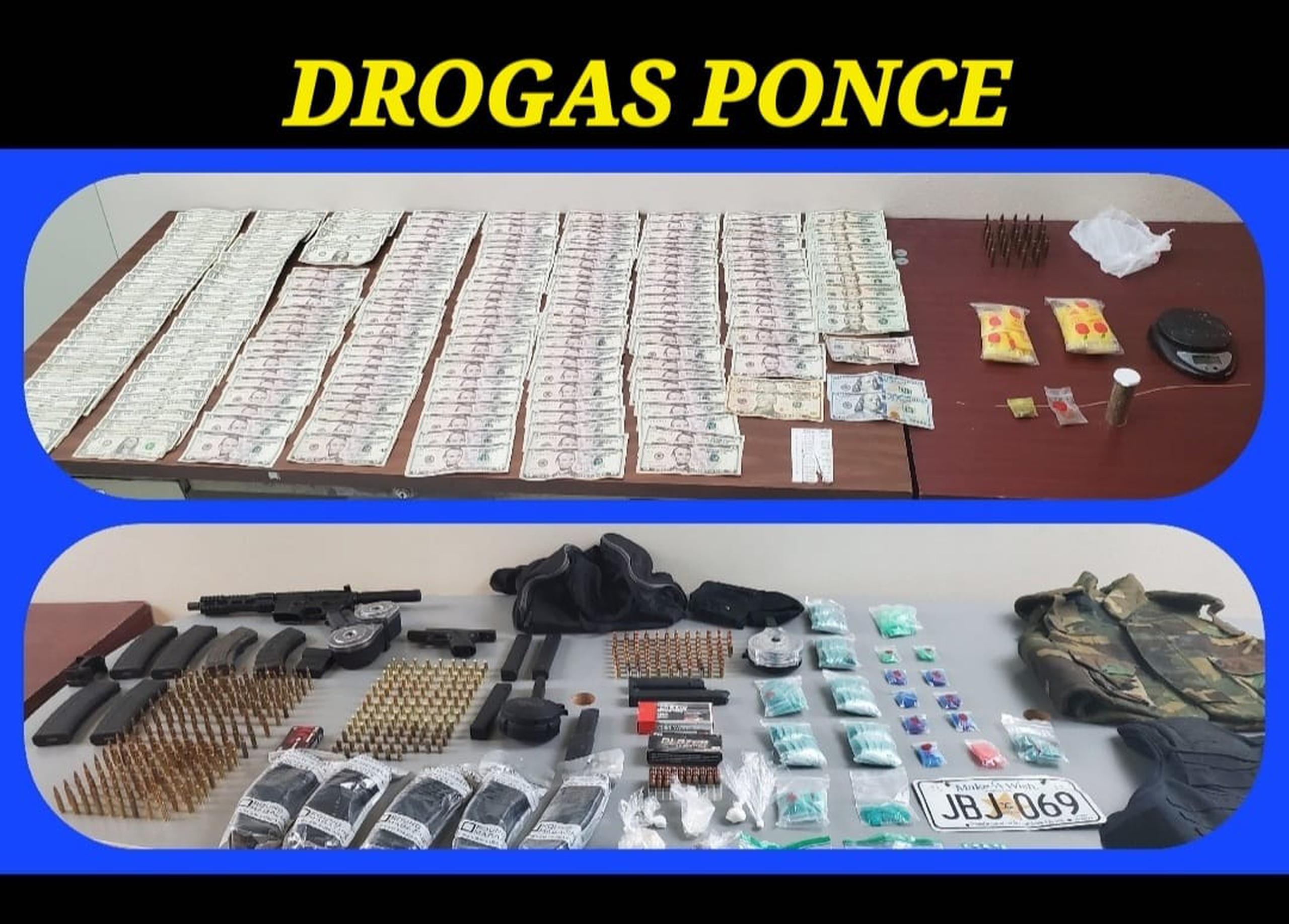 Chalecos antibalas, sustancias controladas, armas ilegales, cargadores, balas y dinero fueron ocupadas durante un allanamiento diligenciado ayer en el residencial La Ceiba, en Ponce.