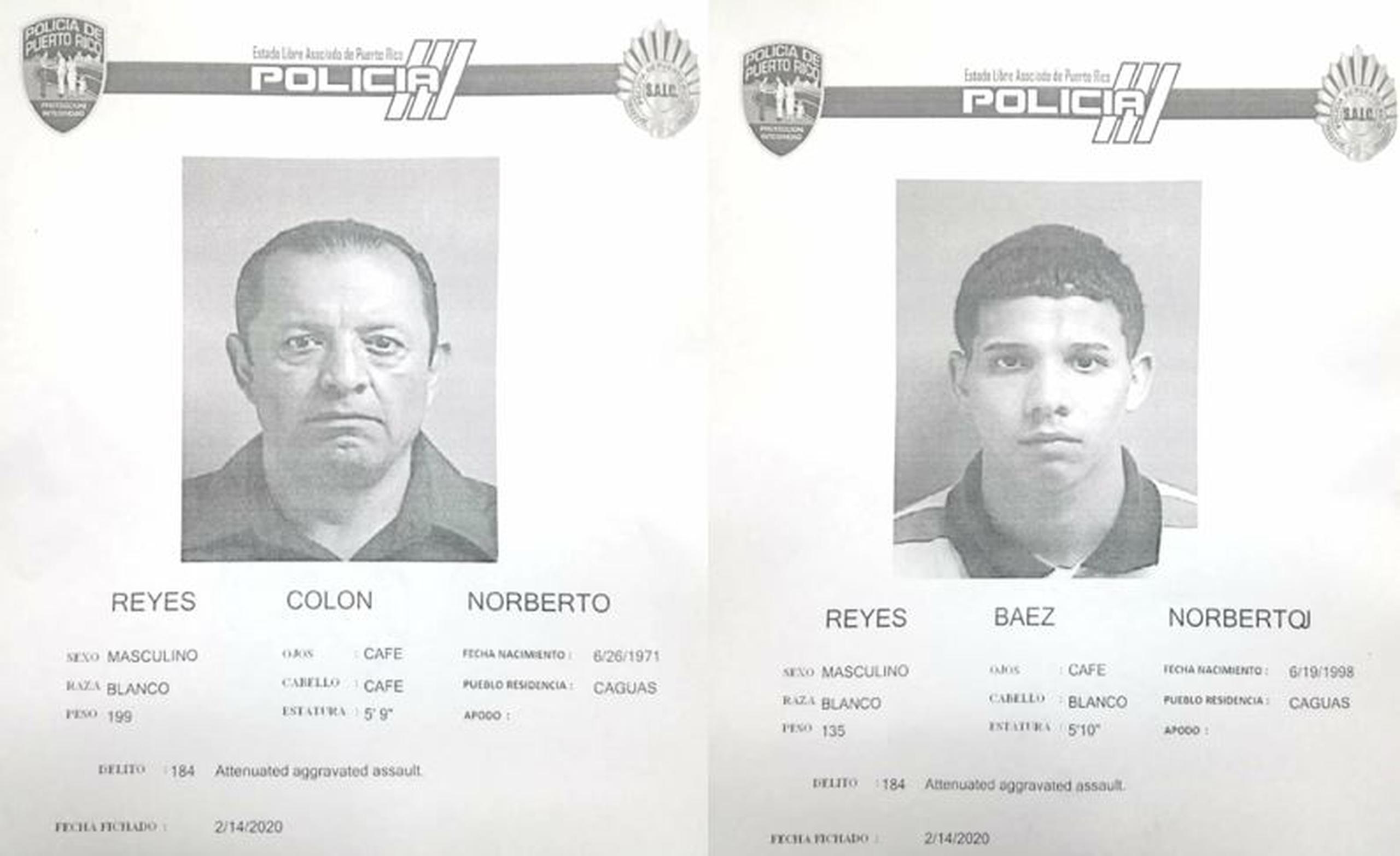 Se acusó a Norberto Reyes Colón, de 49 años, y a su hijo Norberto Reyes Báez, de 22, que estaban armados con un bate y un machete, de agredir a su víctima para despojarlo de un teléfono celular.
