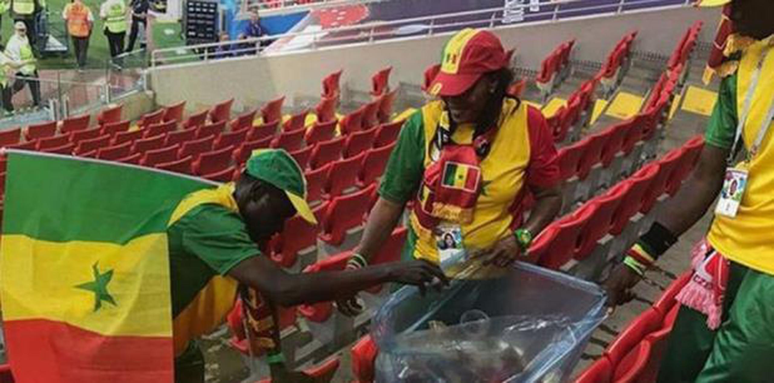 Hinchada de Senegal limpia estadio tras victoria (GDA)