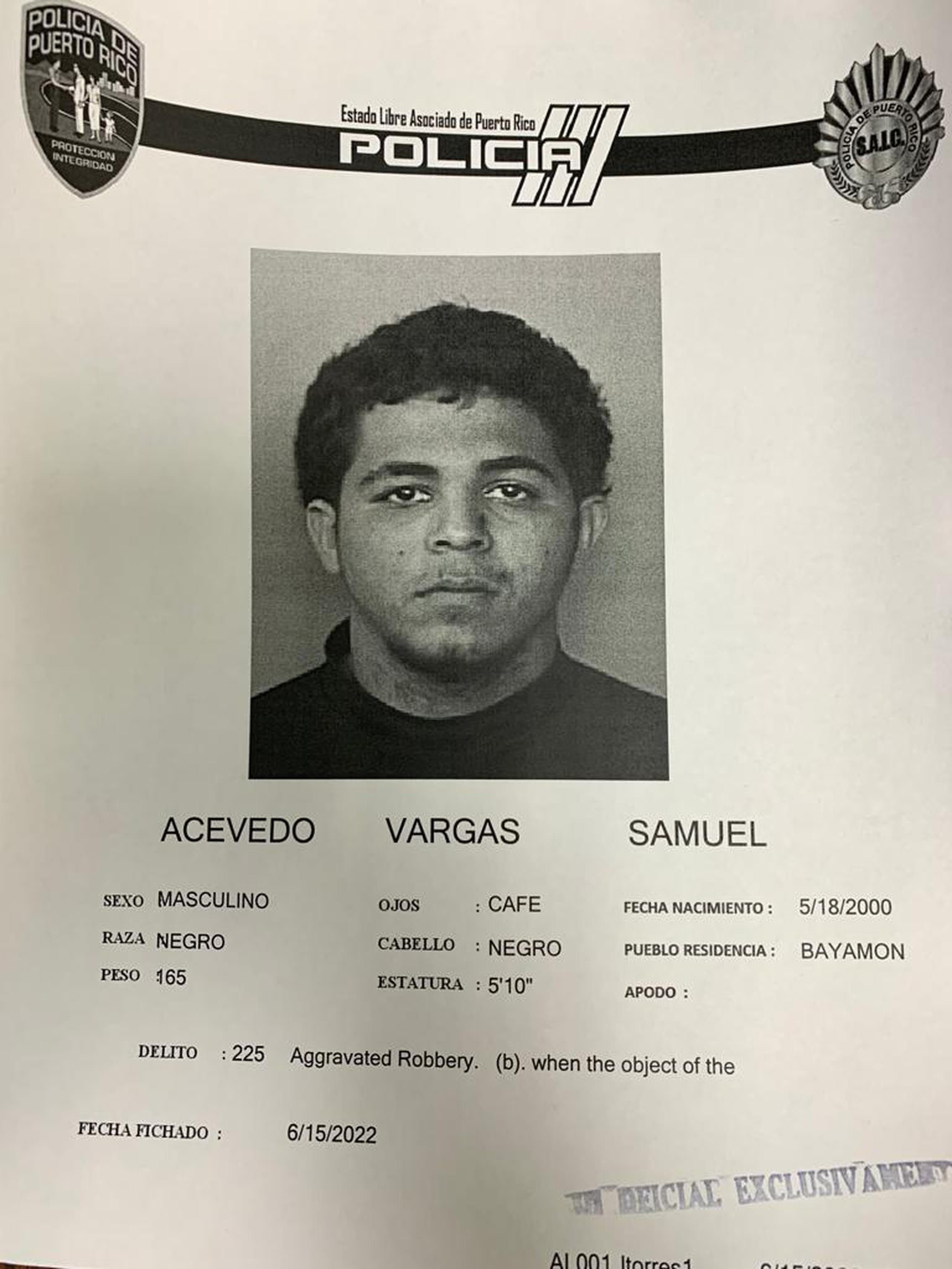 Samuel Acevedo Vargas fue acusado por presuntamente cometer dos "carjackings"en Puerto Nuevo.