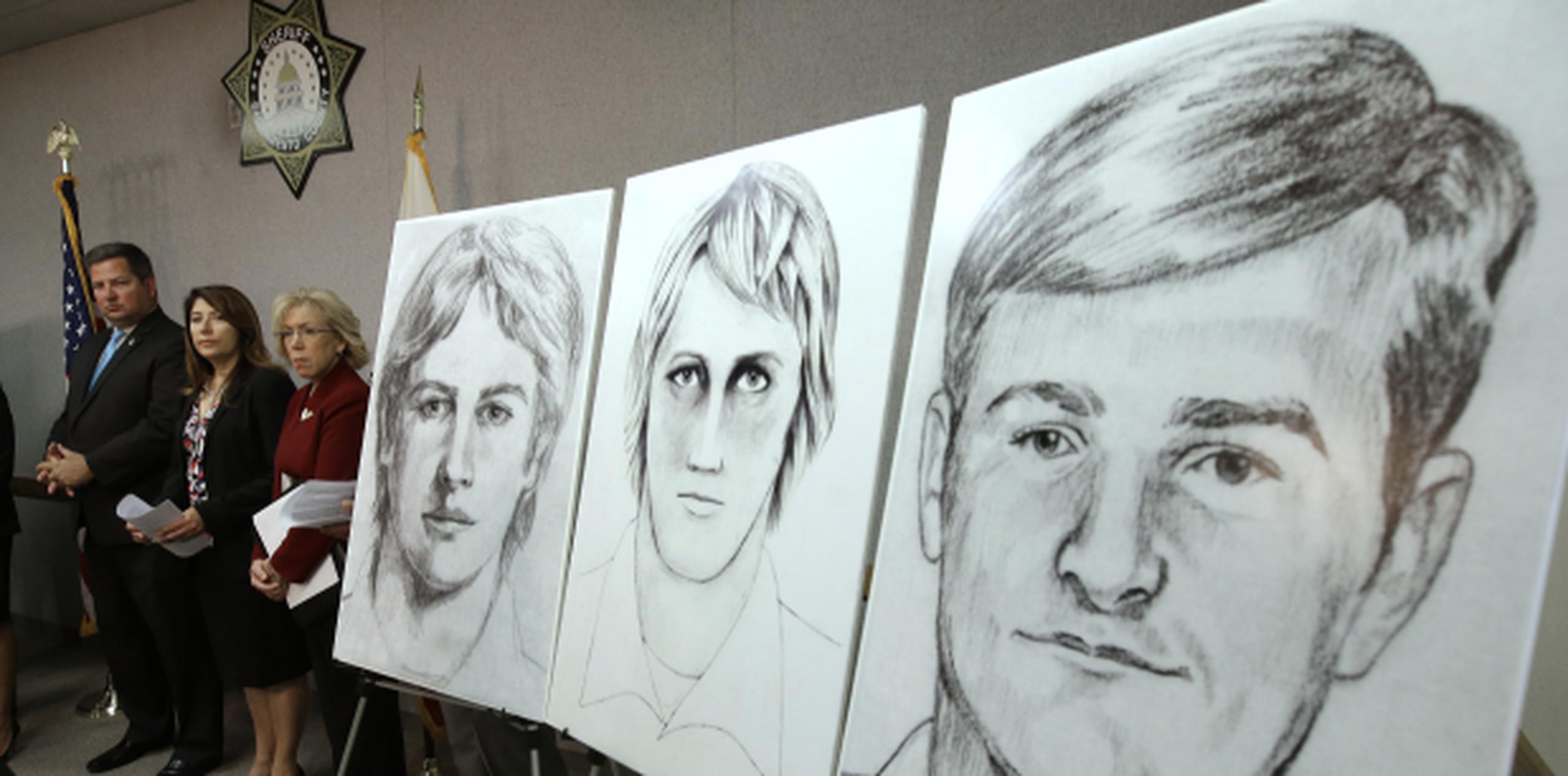 Bocetos del sujeto que, según las autoridades, el ADN y otra evidencia lo vincula a más de 175 crímenes entre 1976 y 1986, informaron las autoridades. (AP)
