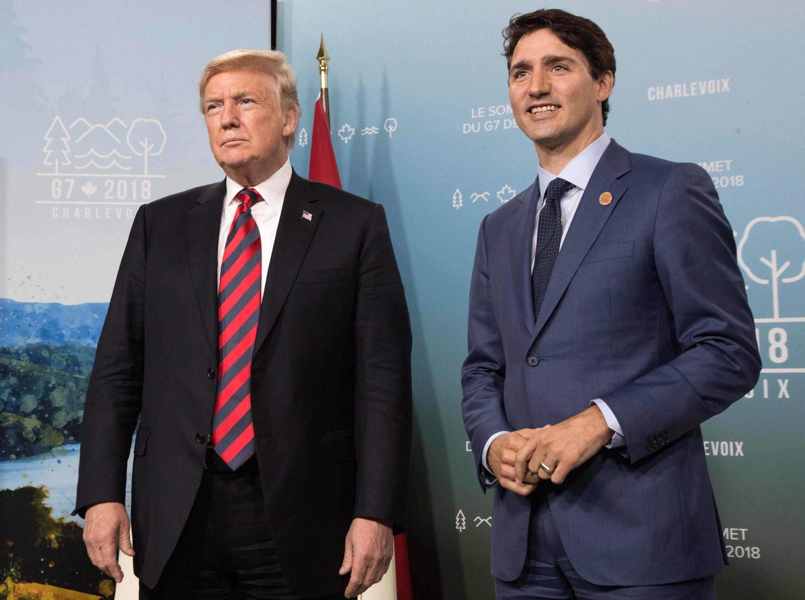 El presidente de Estados Unidos, Donald Trump, y el primer ministro de de Canadá, Justin Trudeau. (GFR Media)