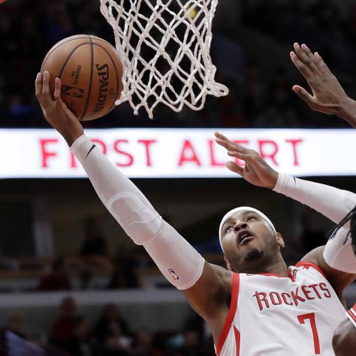 Carmelo Anthony no juega desde la temporada pasada cuando participó en apenas 10 juegos con los Rockets. (AP)
