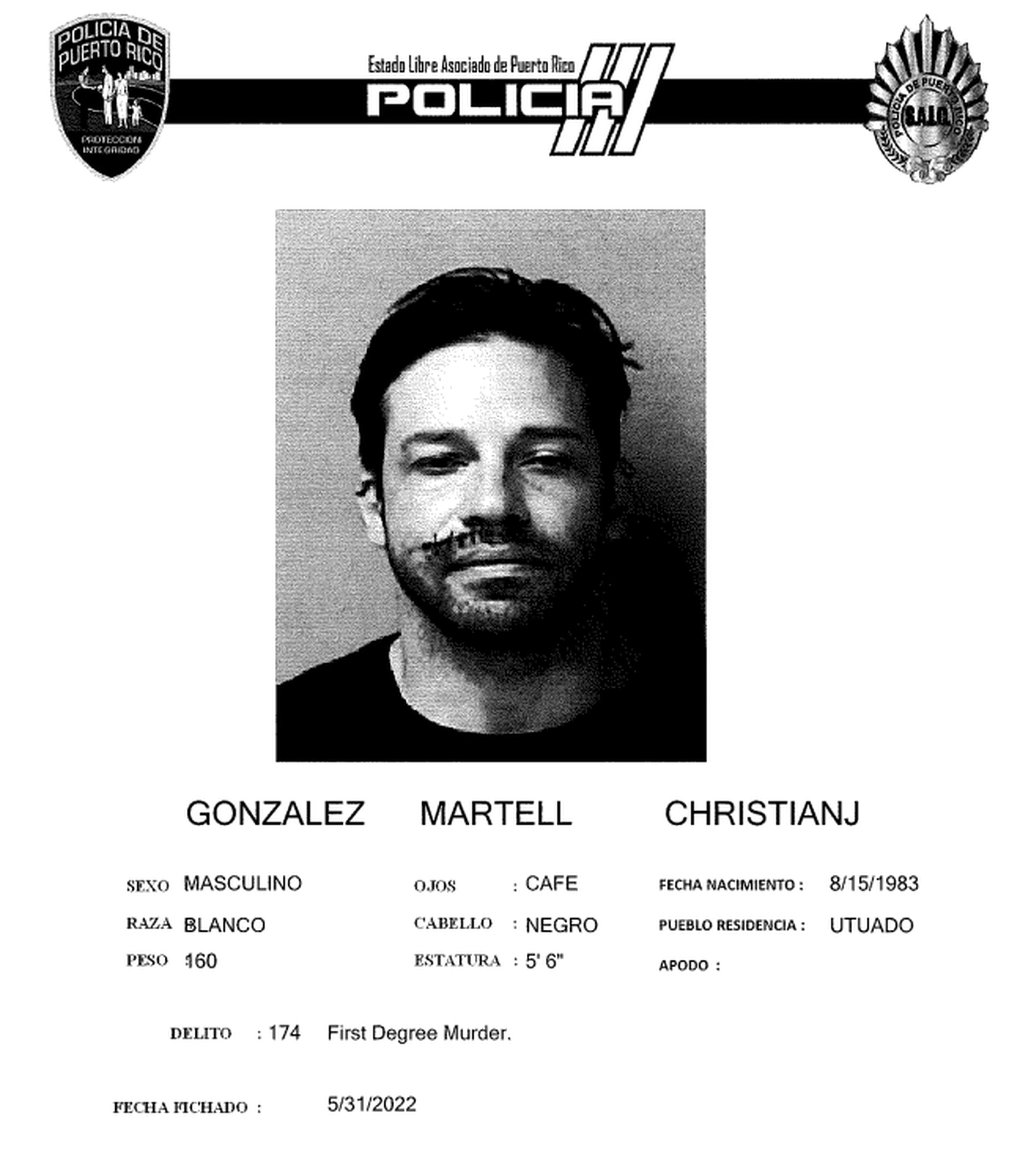 Ficha policial del veterano Christian González Martell.