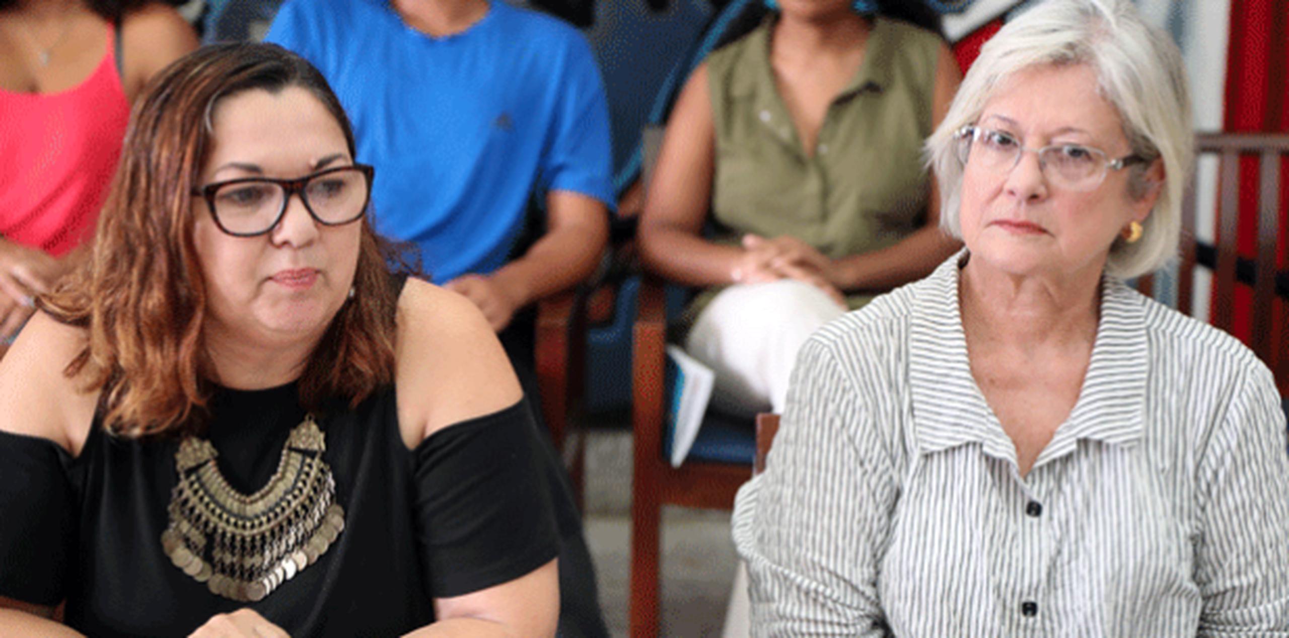 De izquierda a derecha, Vilma González, portavoz de Coordinadora Paz para la Mujer y María Dolores Fernós, ex procuradora de las Mujeres (david.villafane@gfrmedia.com)