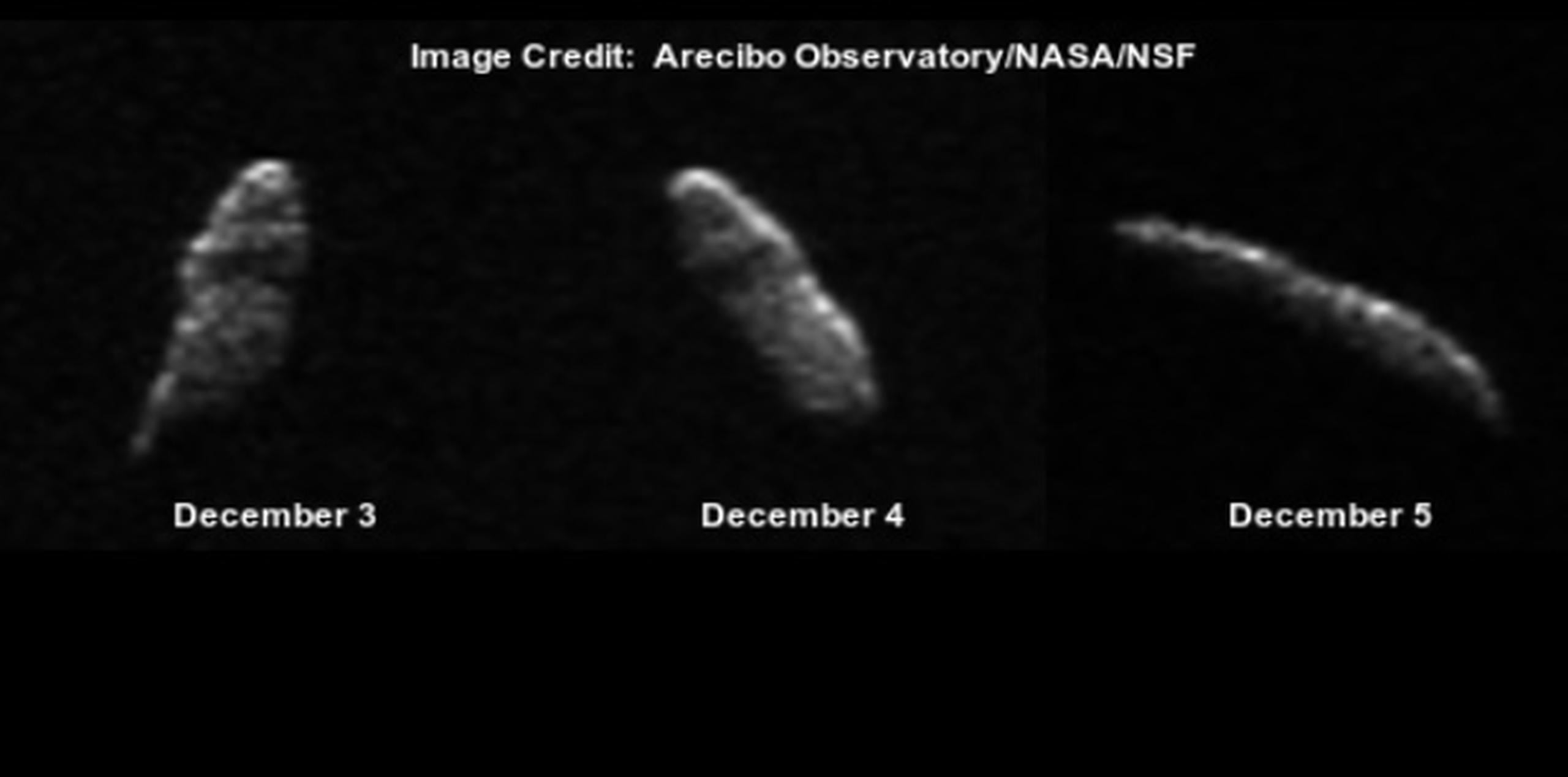 La roca espacial con forma de “Chicken Tender” o de peculiar forma alargada, estaría en su punto más cercano a la Tierra el 24 de diciembre. (Observatorio de Arecibo/NASA/NSF)