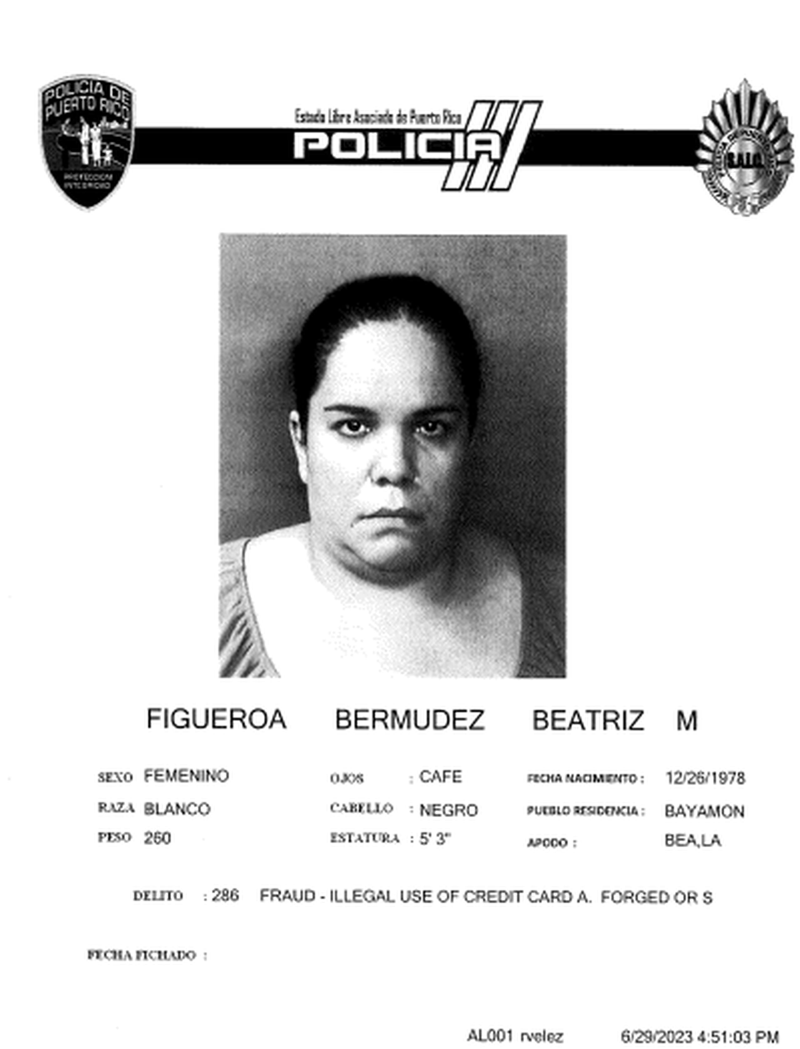 Contra Figueroa Bermúdez se radicaron cargos por apropiación ilegal, robo de identidad y fraude.