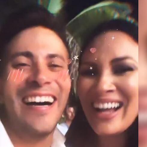 Tommy Ramos y Vilmarie Mojica gozando en la boda de Carmen Villalobos y Sebastián Caicedo