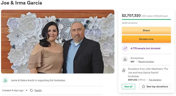 Campaña de recaudación de fondos para la familia de la maestra Irma García y su esposo Joe García en GoFundMe.