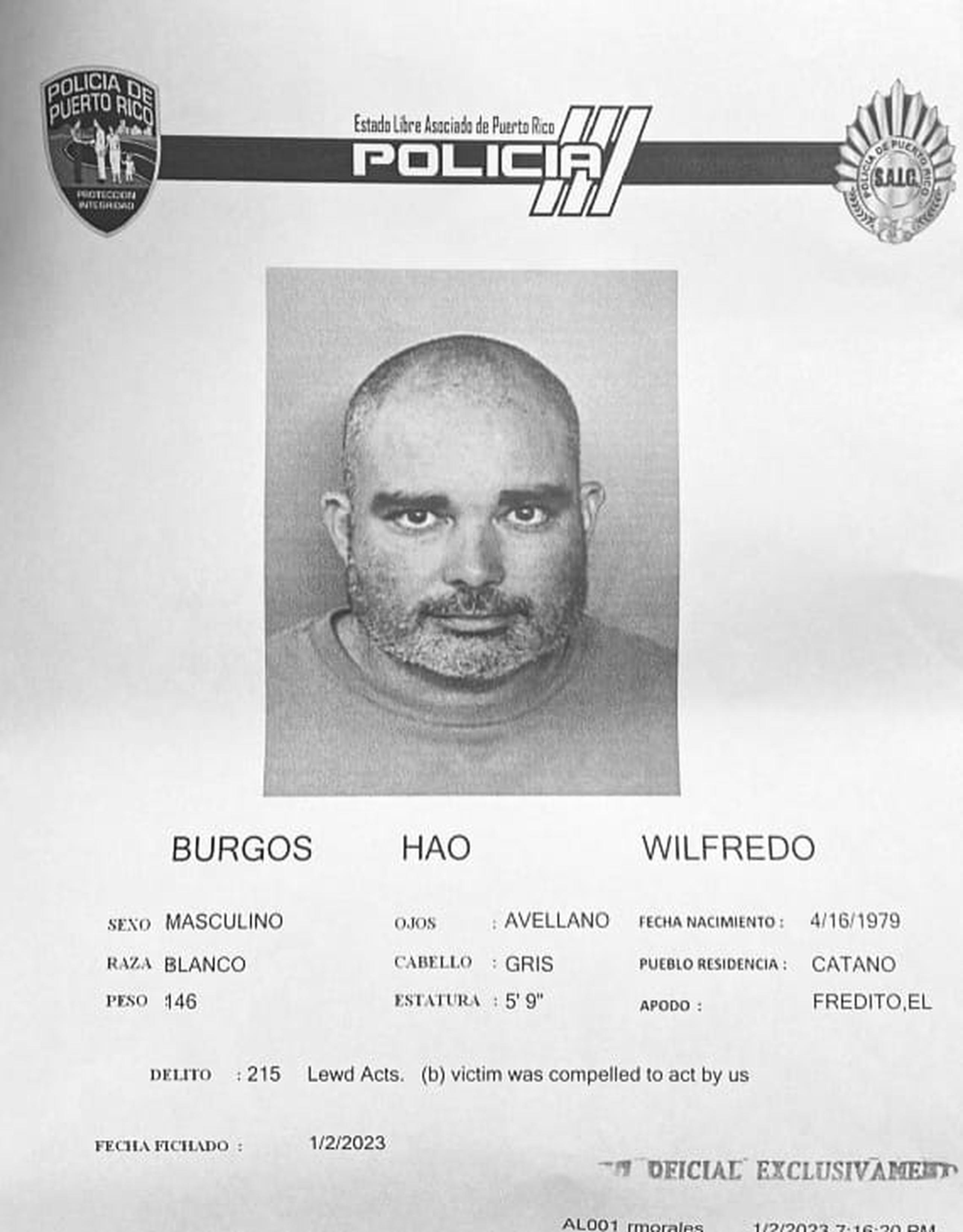 Wilfredo Burgos Hau fue acusado por cargos de actos lascivos y exposiciones obscenas.