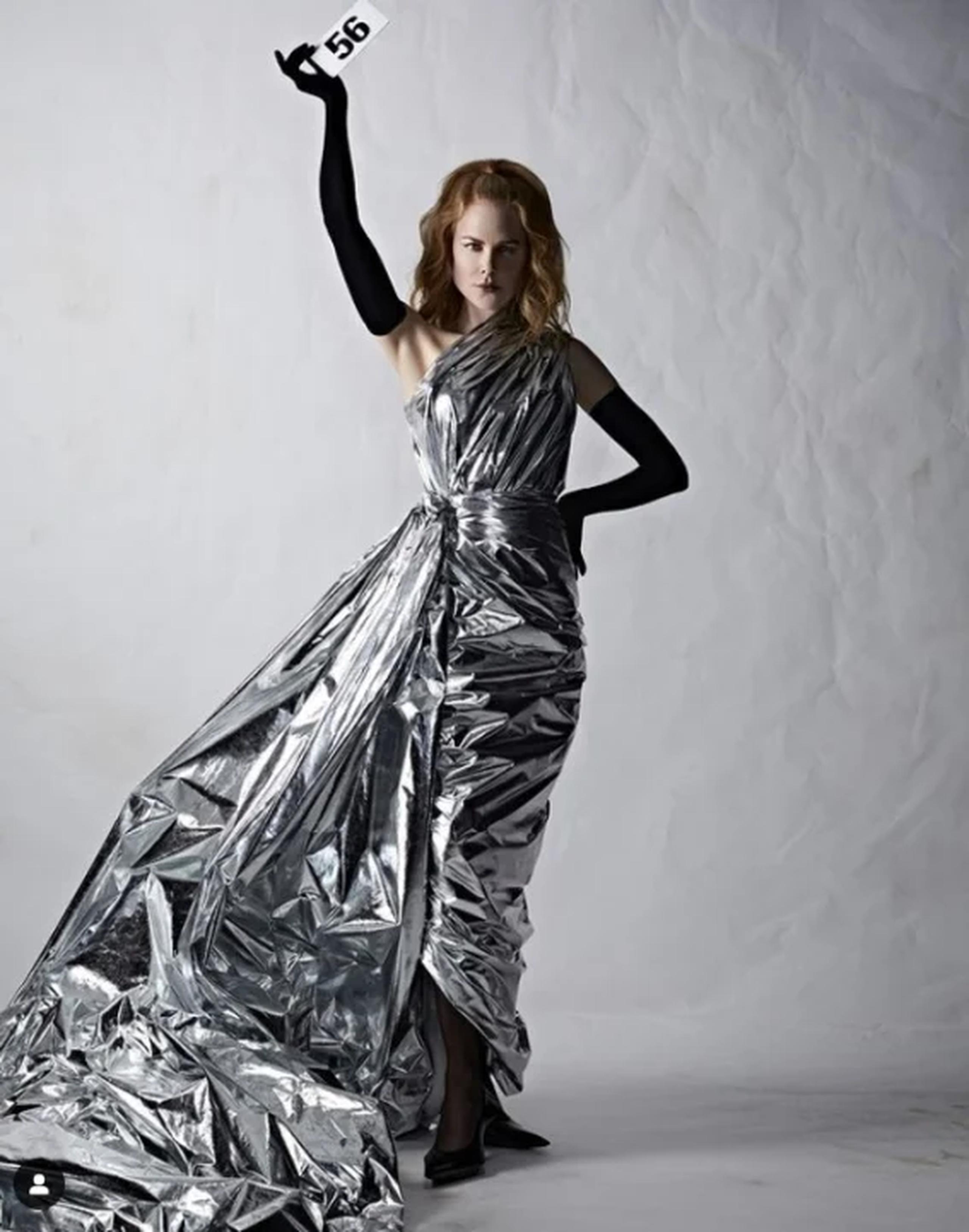 Nicole Kidman lució el look número 56 de la colección de Alta Costuma de Demna para Balenciaga.