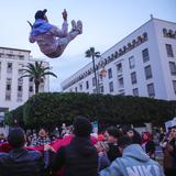 Marroquíes festejan jubilosos la histórica victoria sobre Portugal