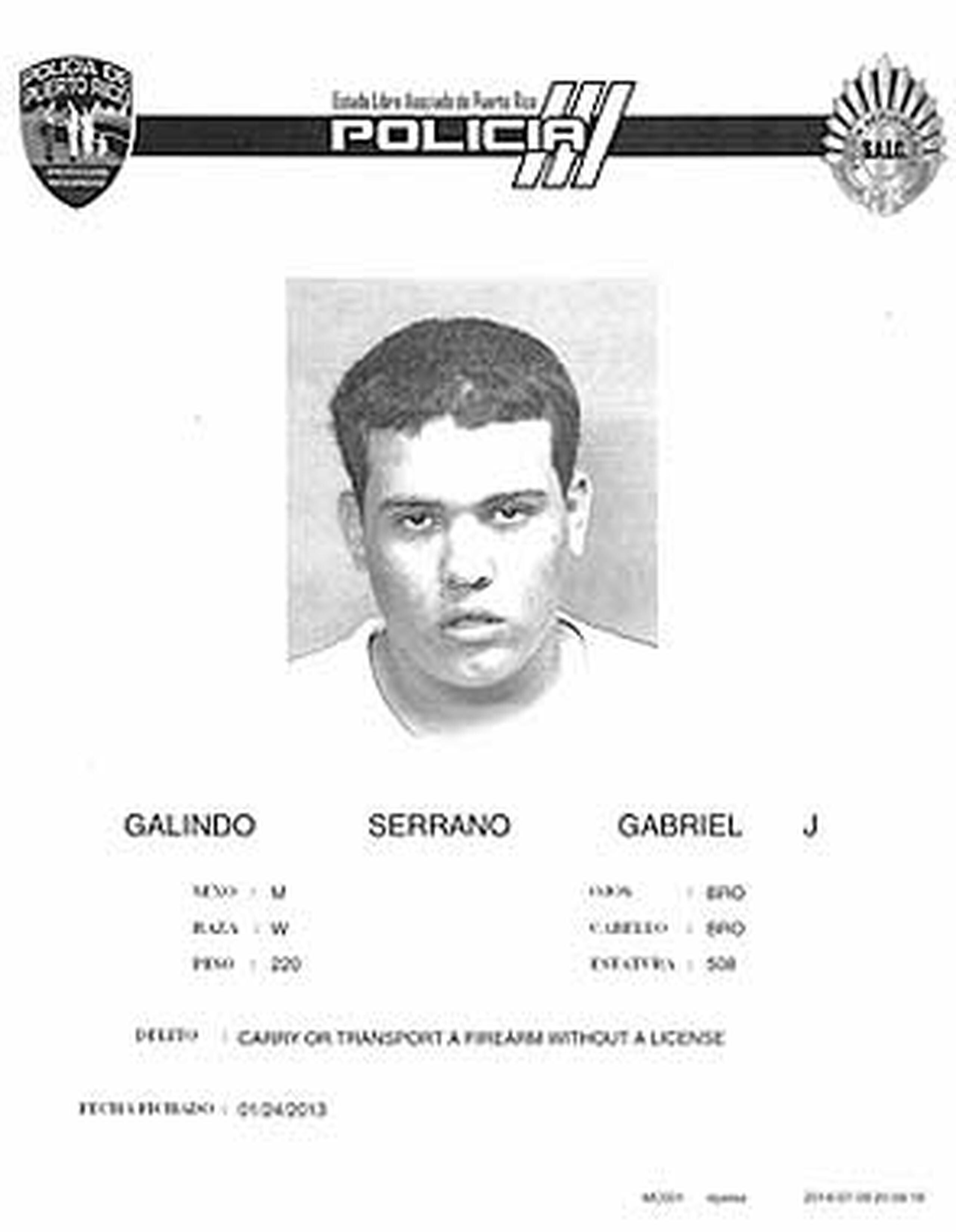 Gabriel Galindo Serrano, de 22 años, tiene expediente criminal previo el año pasado, era investigado por la agencia federal tras estar involucrado en otro “carjacking” ocurrido en el área de Bayamón recientemente. (Suministrada)