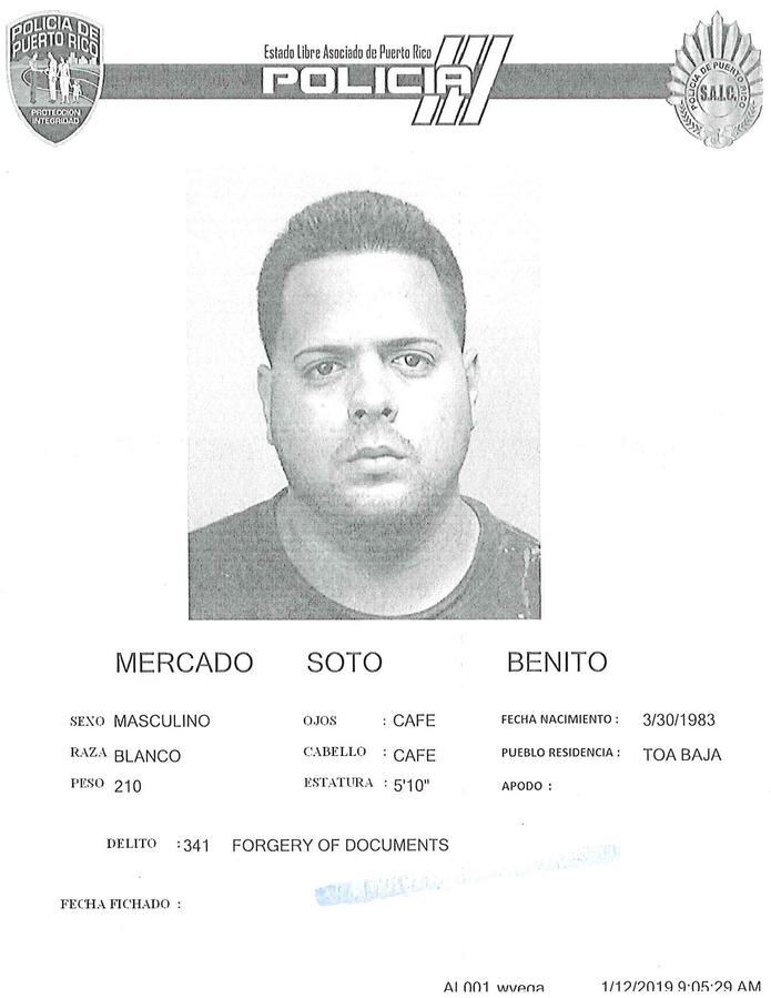 Ficha policíaca de Benito Mercado Soto. (Suministrada)