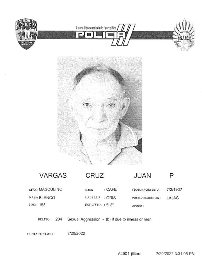Juan P. Vargas Cruz fue acusado por un cargo de agresión sexual contra un menor.