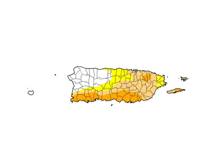 Gran parte de Puerto Rico se encuentra anormalemente seco.
