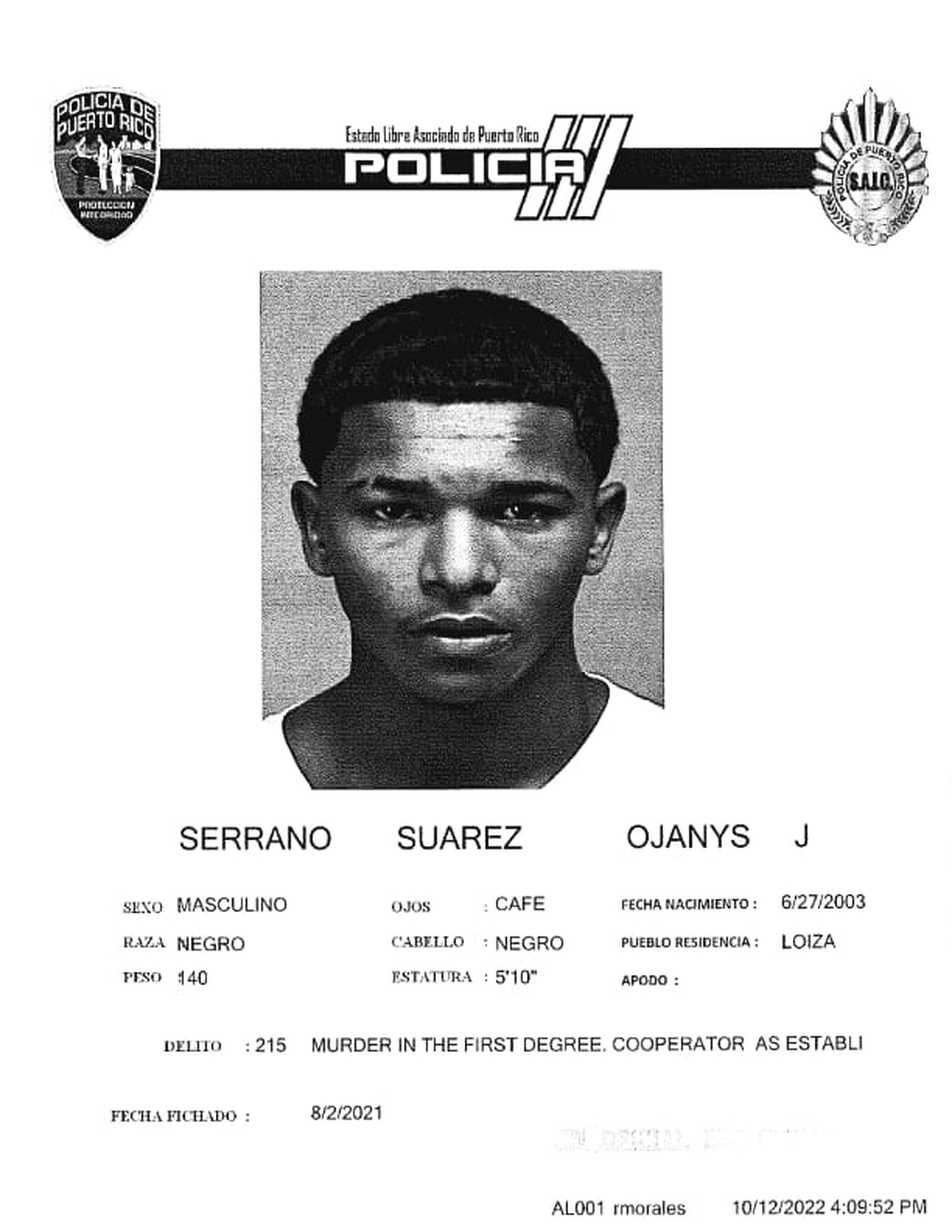 Ojanys J. Serrano Suárez cumplirá 25 años bajo una sentencia suspendida por el crimen de su padre en Loíza.