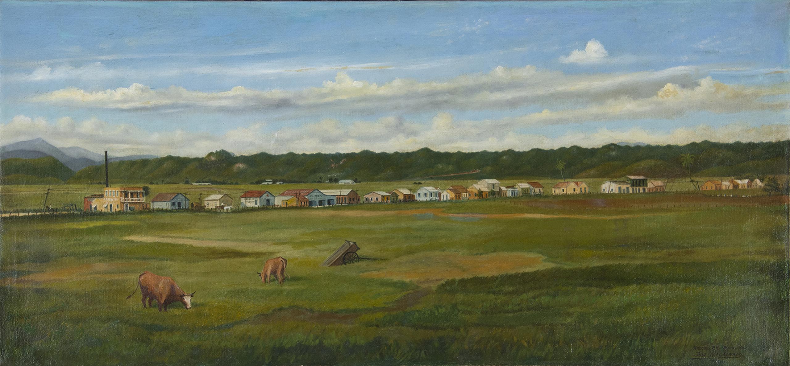 Entrada del pueblo de Arecibo, 1912, óleo sobre lienzo del artista José Maldonado.