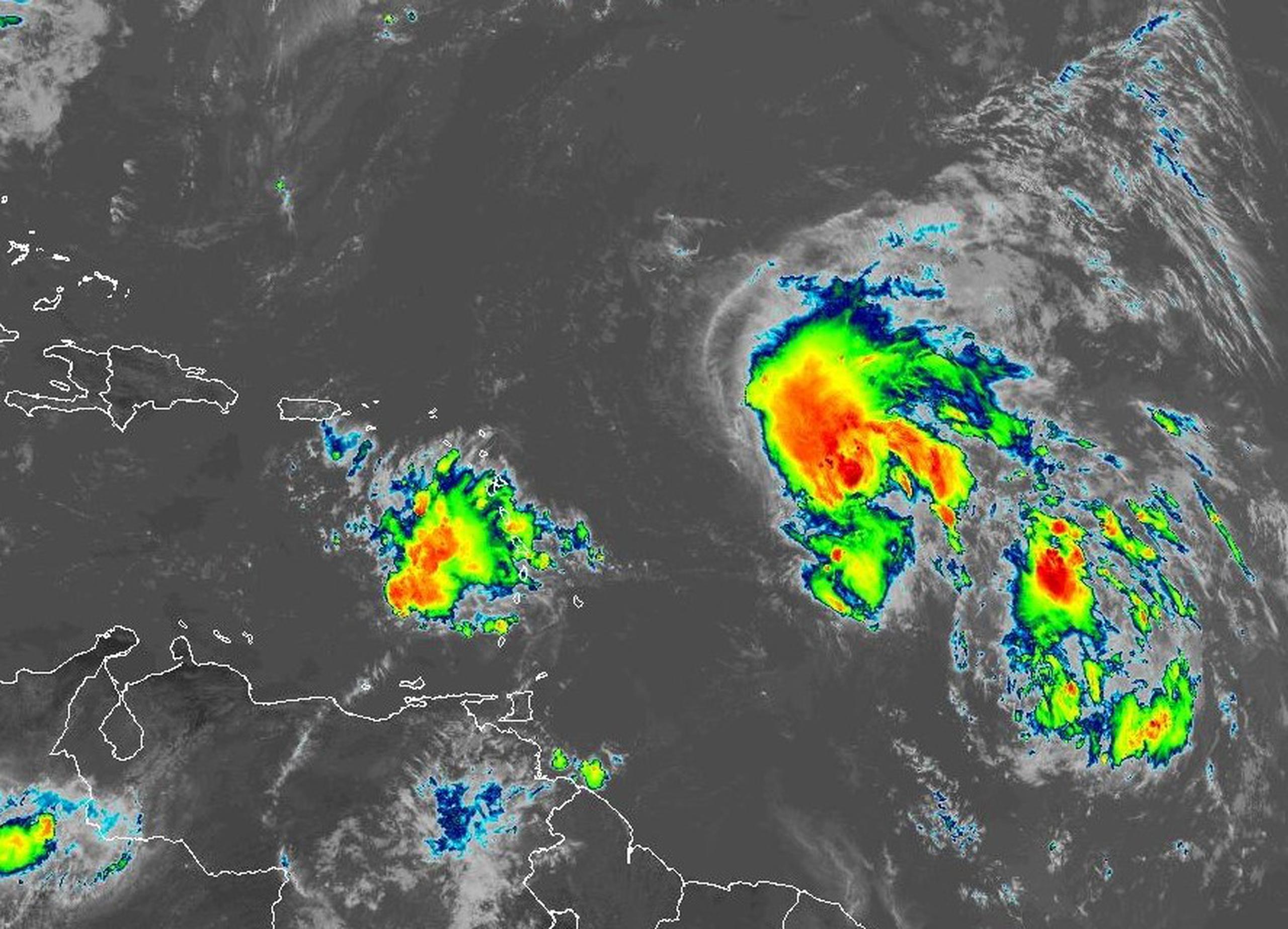 Imagen de satélite de la tormenta tropical Philippe el 27 de septiembre de 2023.