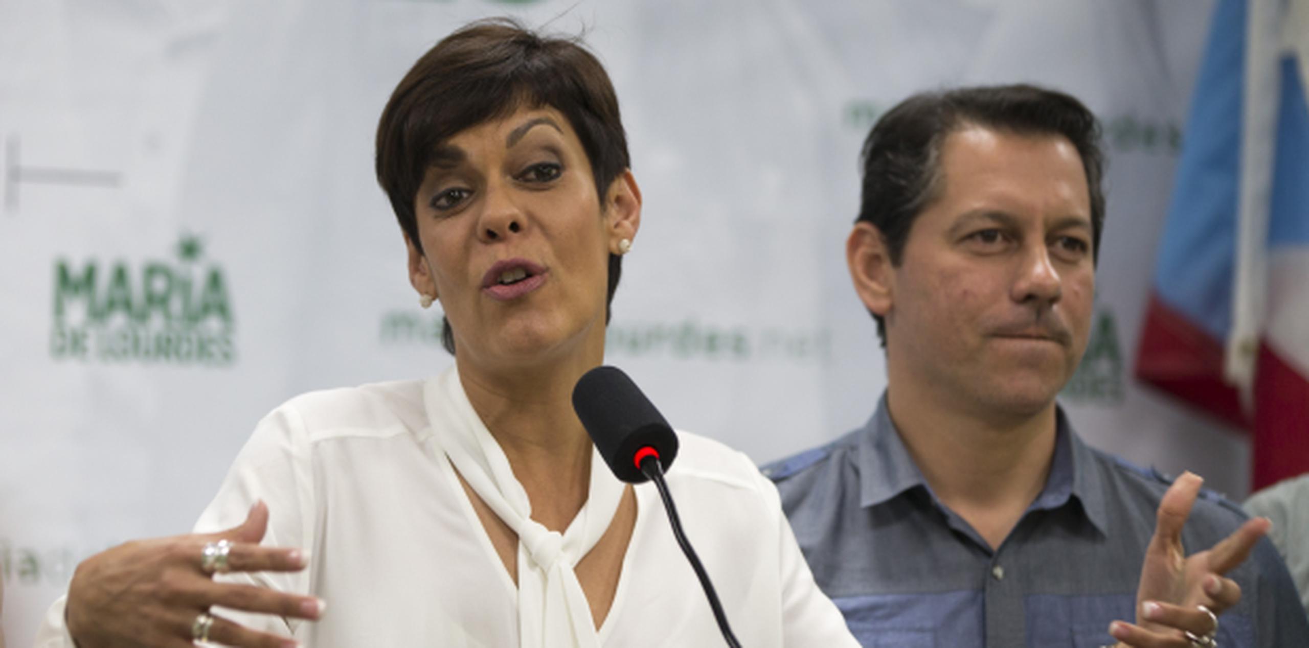 María de Lourdes Santiago y Juan Dalmau en la sede del Partido Independentista Puertorriqueño. (jorge.ramirez@gfrmedia.com)