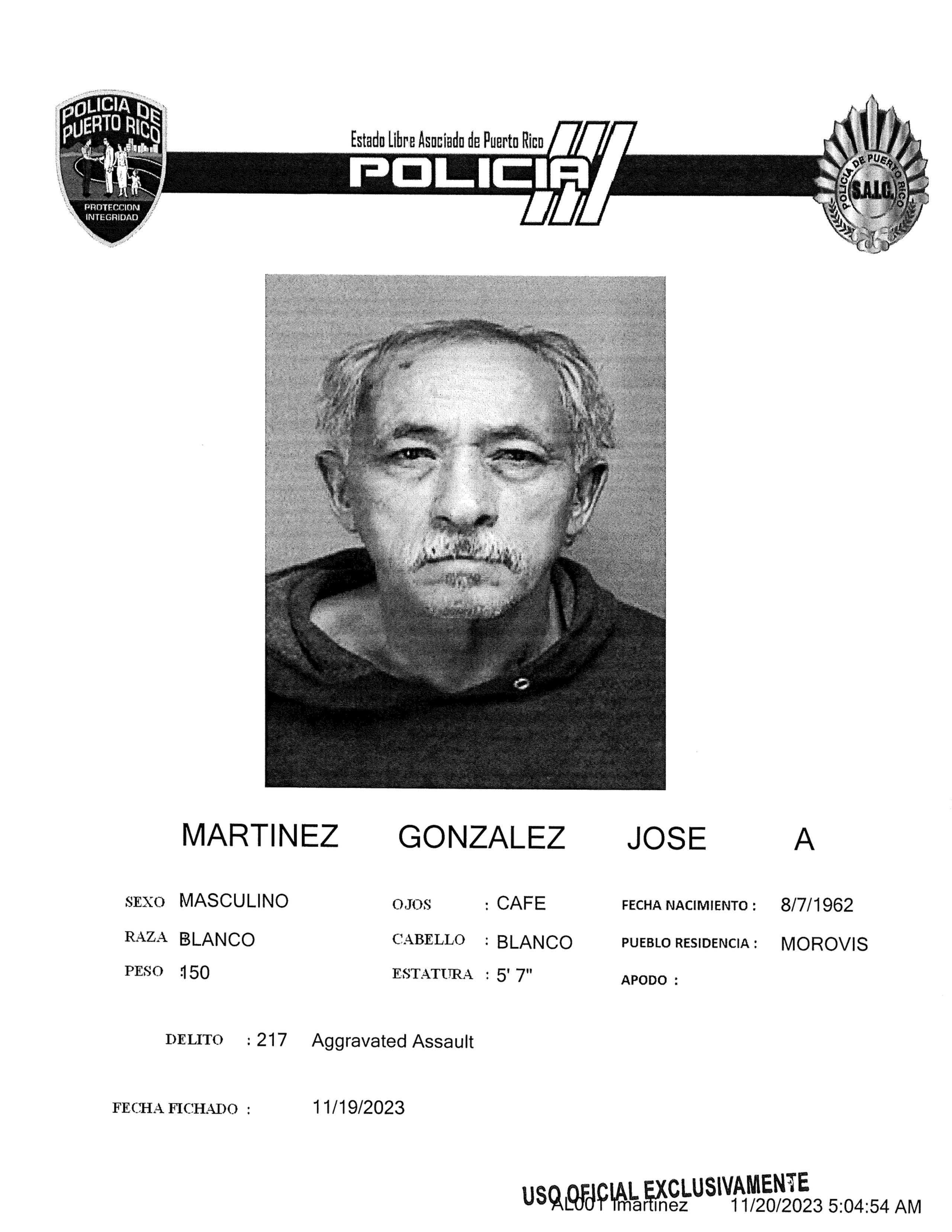José Martínez, el imputado de agredir con un machete al paramédico Nelson Cabrera en Morovis.