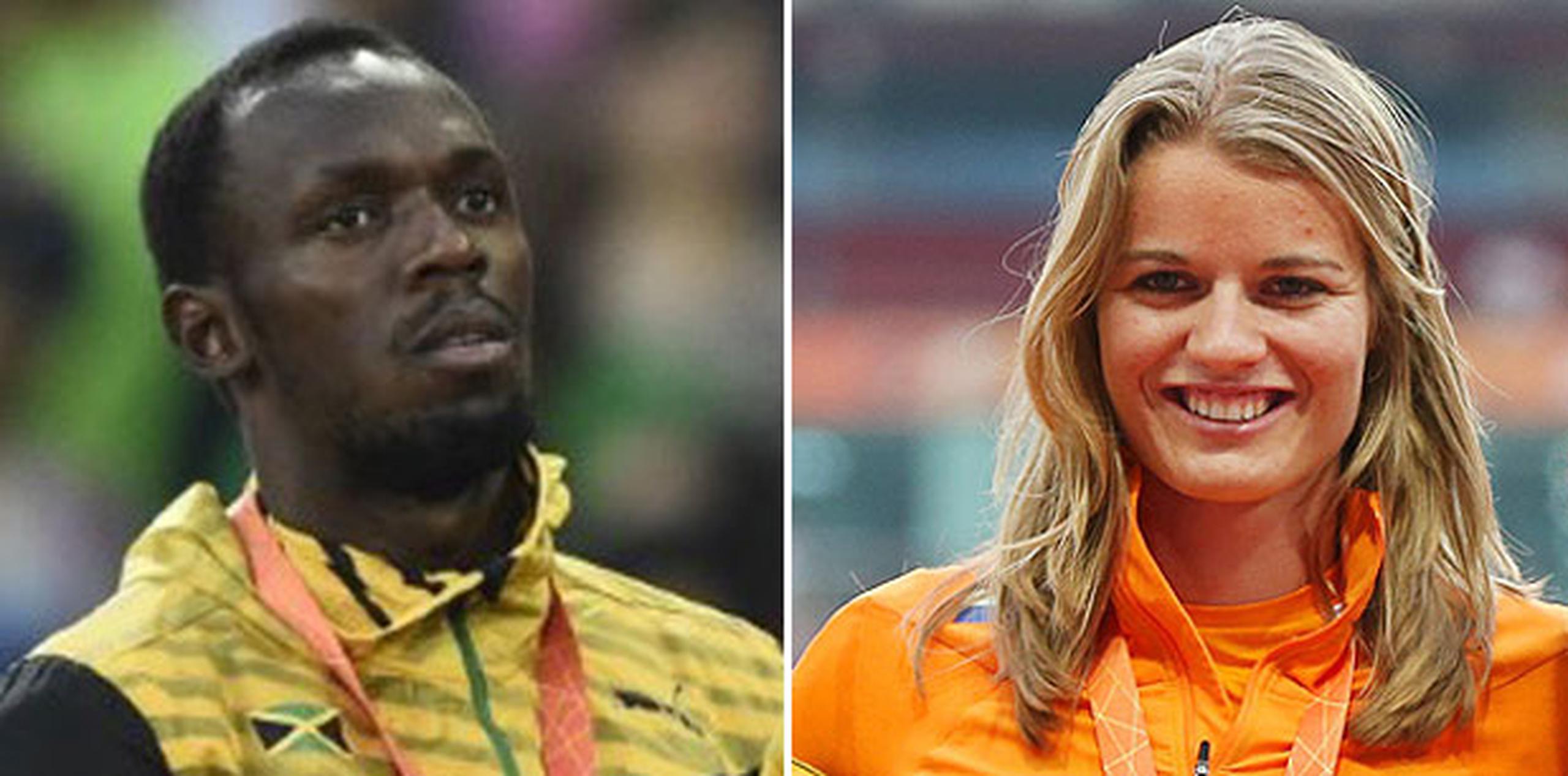 Usain Bolt y Dafne Schippers (AFP y EFE)