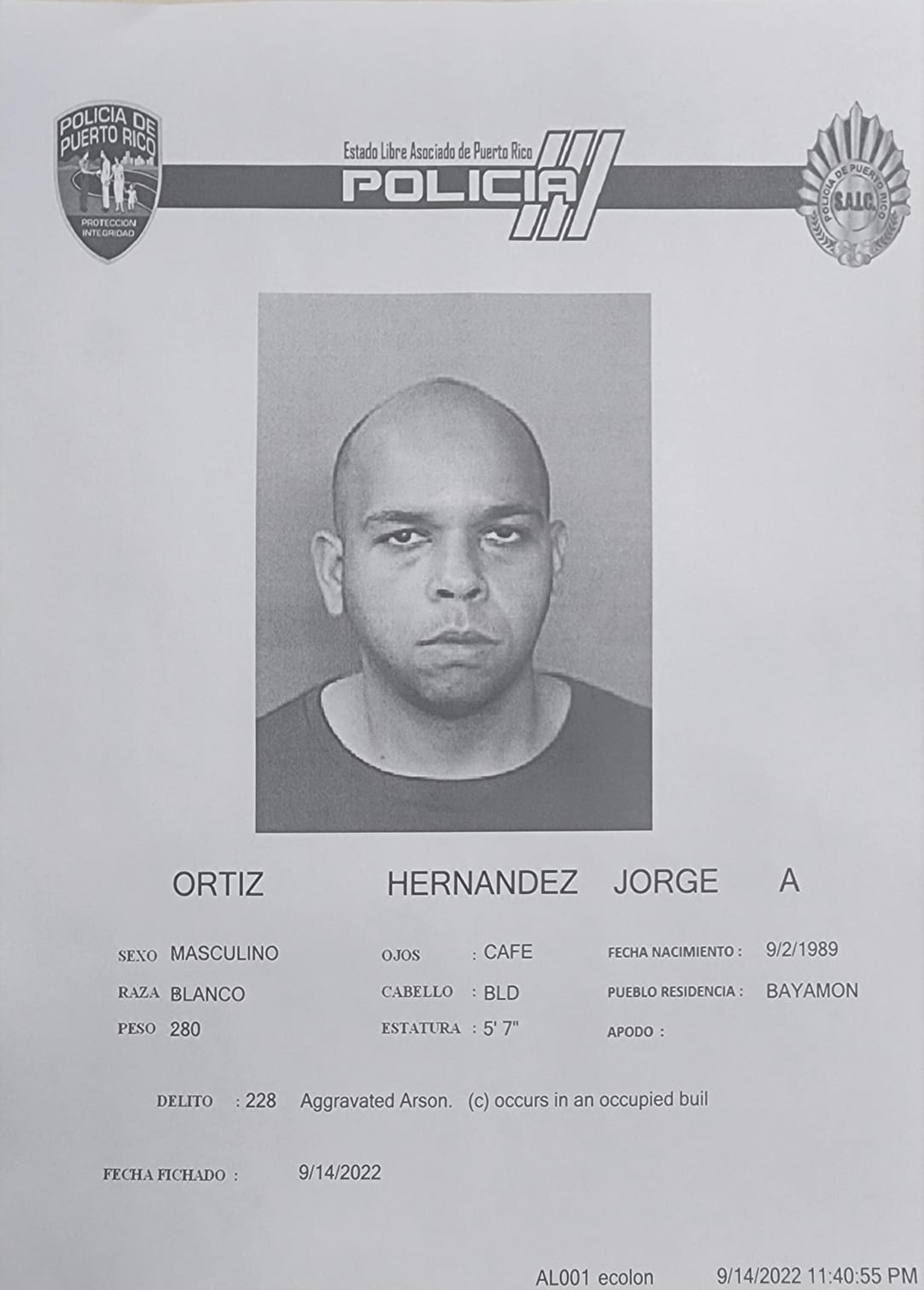 El guardia de seguridad Jorge A. Ortiz Hernández fue ingresado en el complejo correccional de Bayamón.