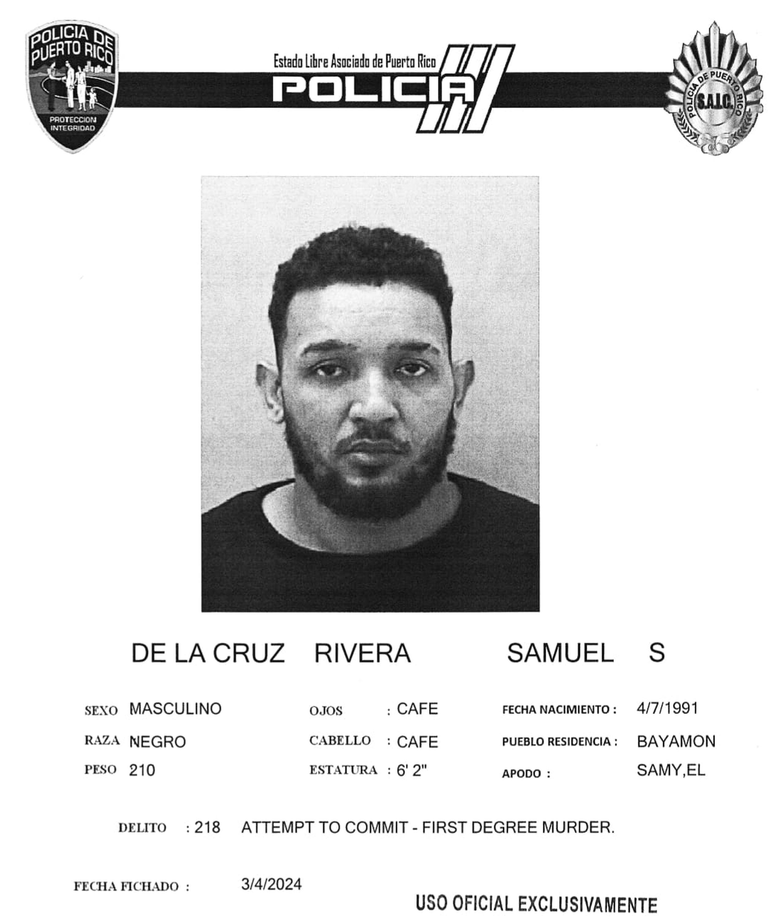 Samuel S. De La Cruz Rivera enfrenta cargos por un asesinato ocurrido el 22 de enero de 2023 en la barriada Capetillo, en Río Piedras.